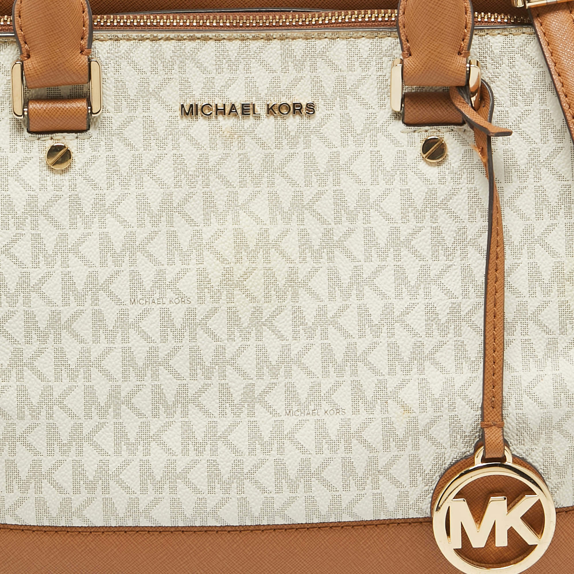 MICHAEL Michael Kors Savannah Large Satchel outlet Vanilla /Acorn