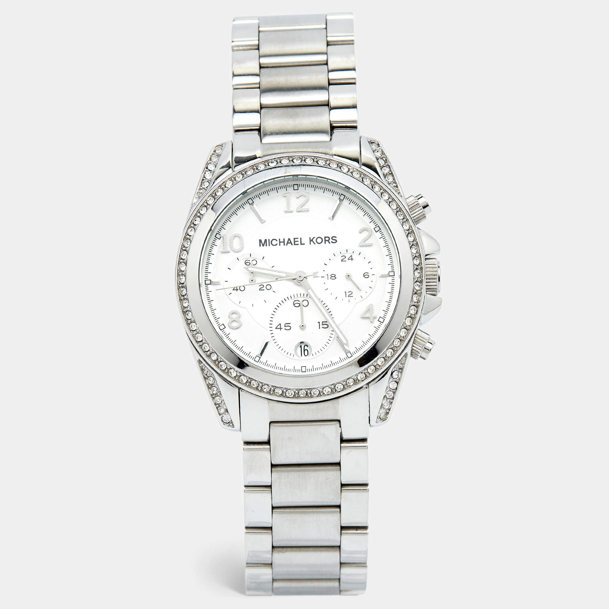 Michael Kors Silver Stainless Steel Crystal Blair MK5165 Women's Wristwatch 39 mm