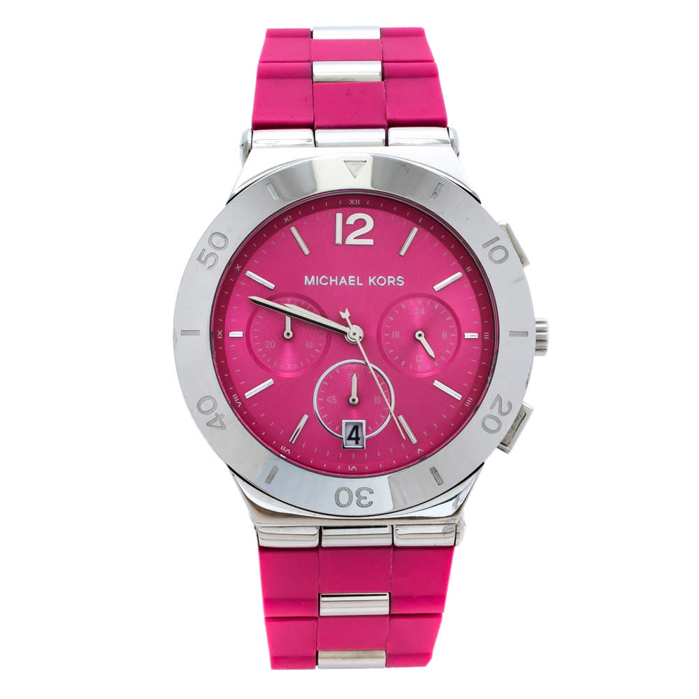 Michael Kors Pink Stainless Steel Wyatt MK6170 Women's Wristwatch 40 mm