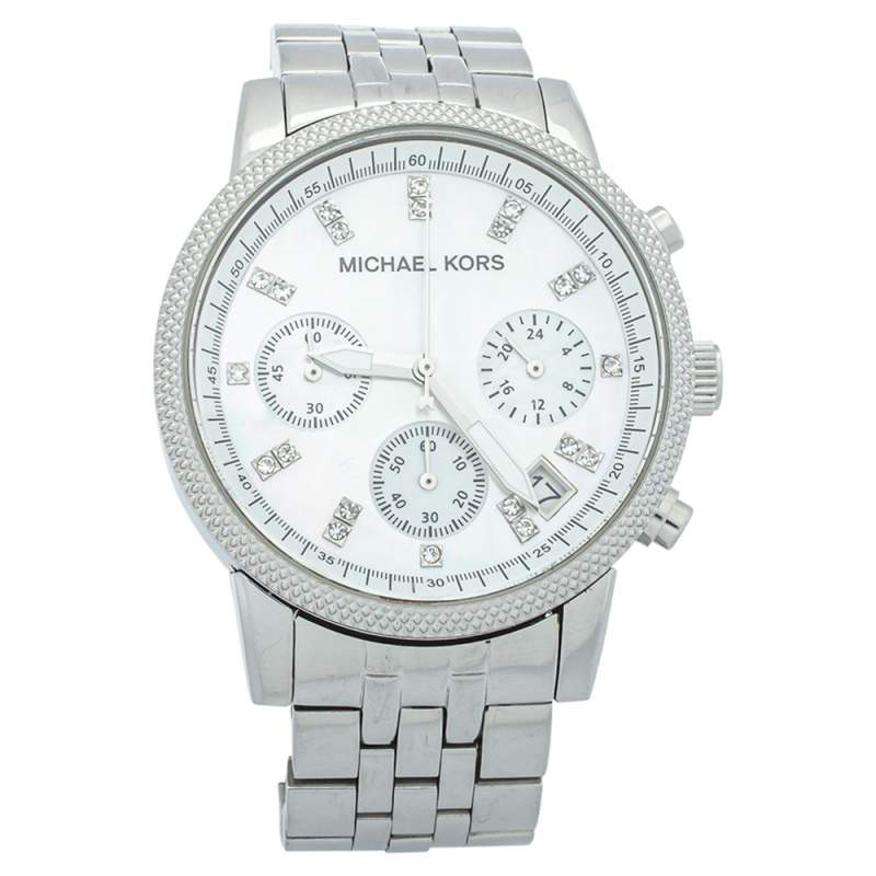 Michael Kors Mother Of Pearl Stainless Steel Chronograph MK5020 Women's Wristwatch 37mm