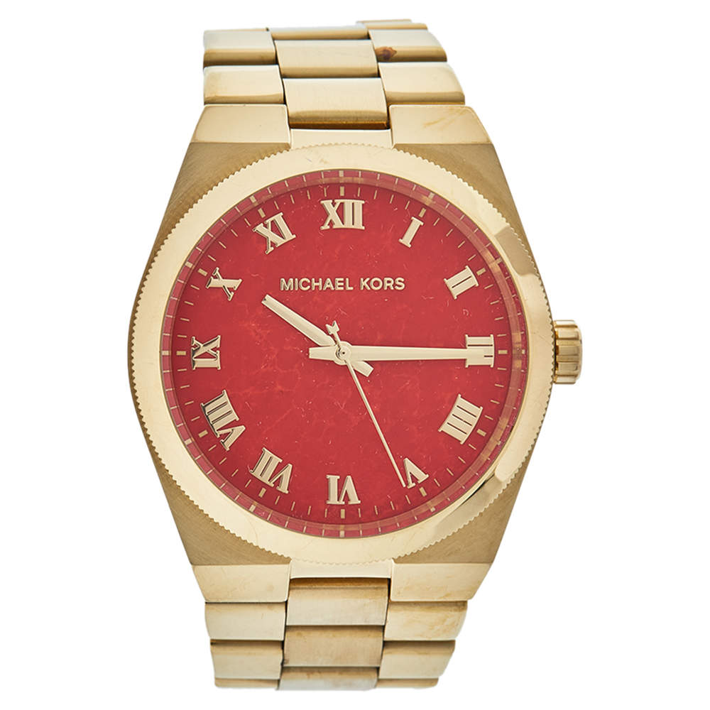 Michael Kors Coral Red Gold Tone Stainless Steel MK5936 Women's Wristwatch  38 mm