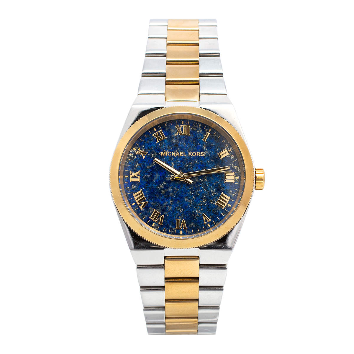 Pre Owned Michael Kors Blue Two-Tone Stainless Steel Channing MK5893 Women's Wristwatch 38 mm
