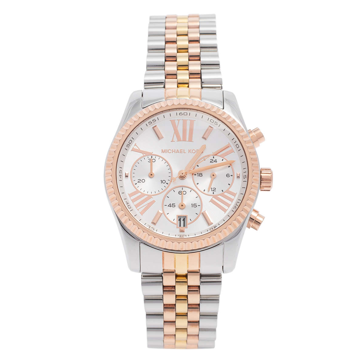 Pre Owned Michael Kors Silver Multicolor Stainless Steel Lexington MK5735 Women's Wristwatch 38 mm