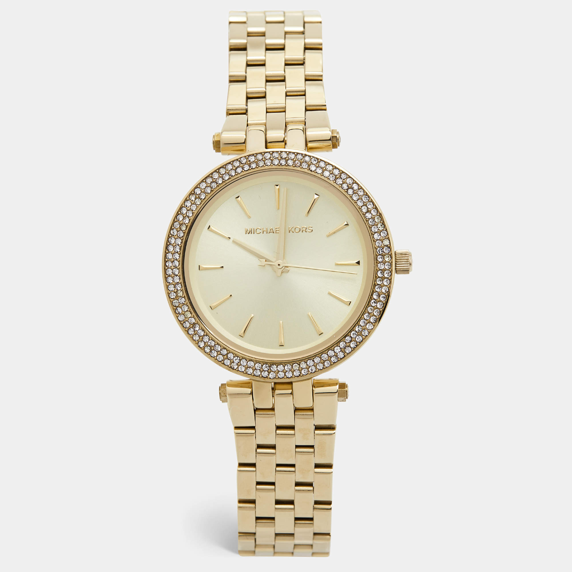 Michael Kors Yellow Gold Plated Stainless Steel Darci Pave MK3430 Women's Wristwatch 33 mm