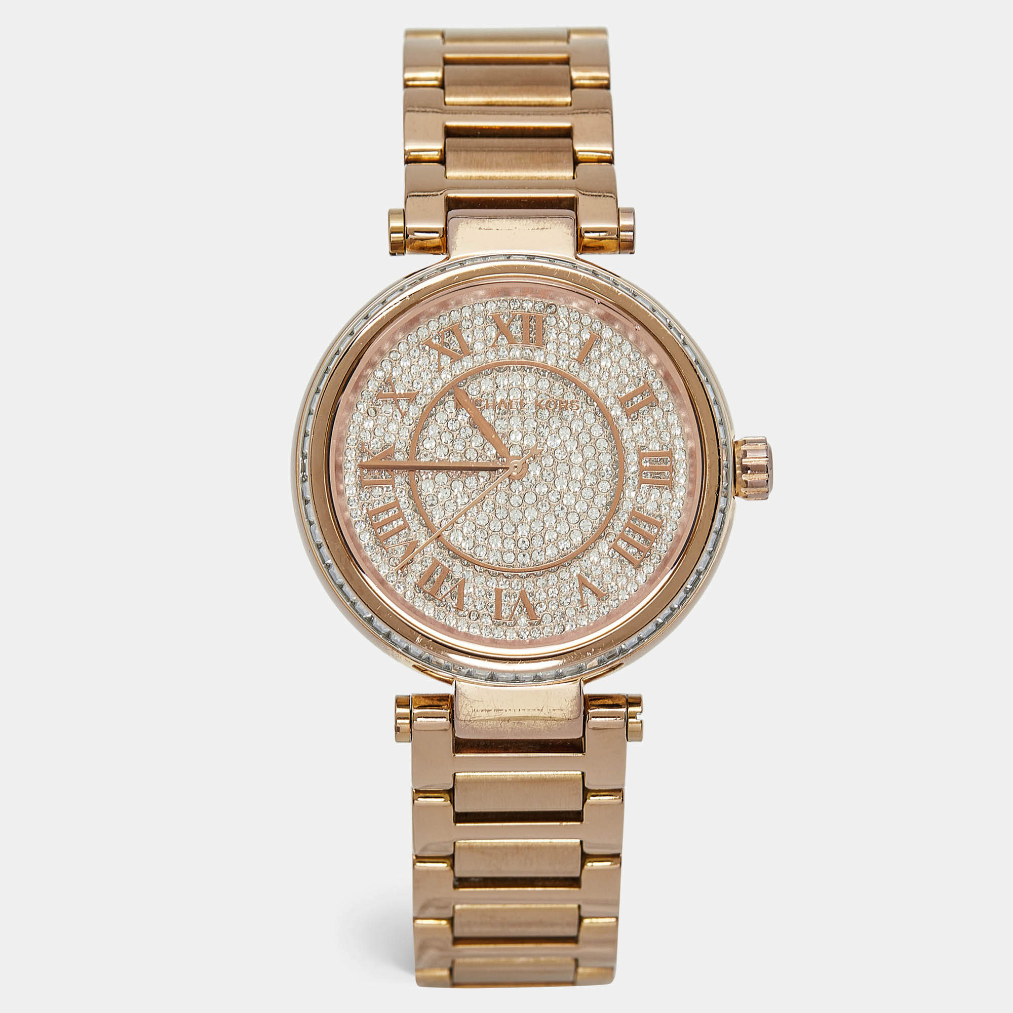 Michael Kors Pave Rose Gold Plated Stainless Steel Skylar MK5868 Women's Wristwatch 40 mm 