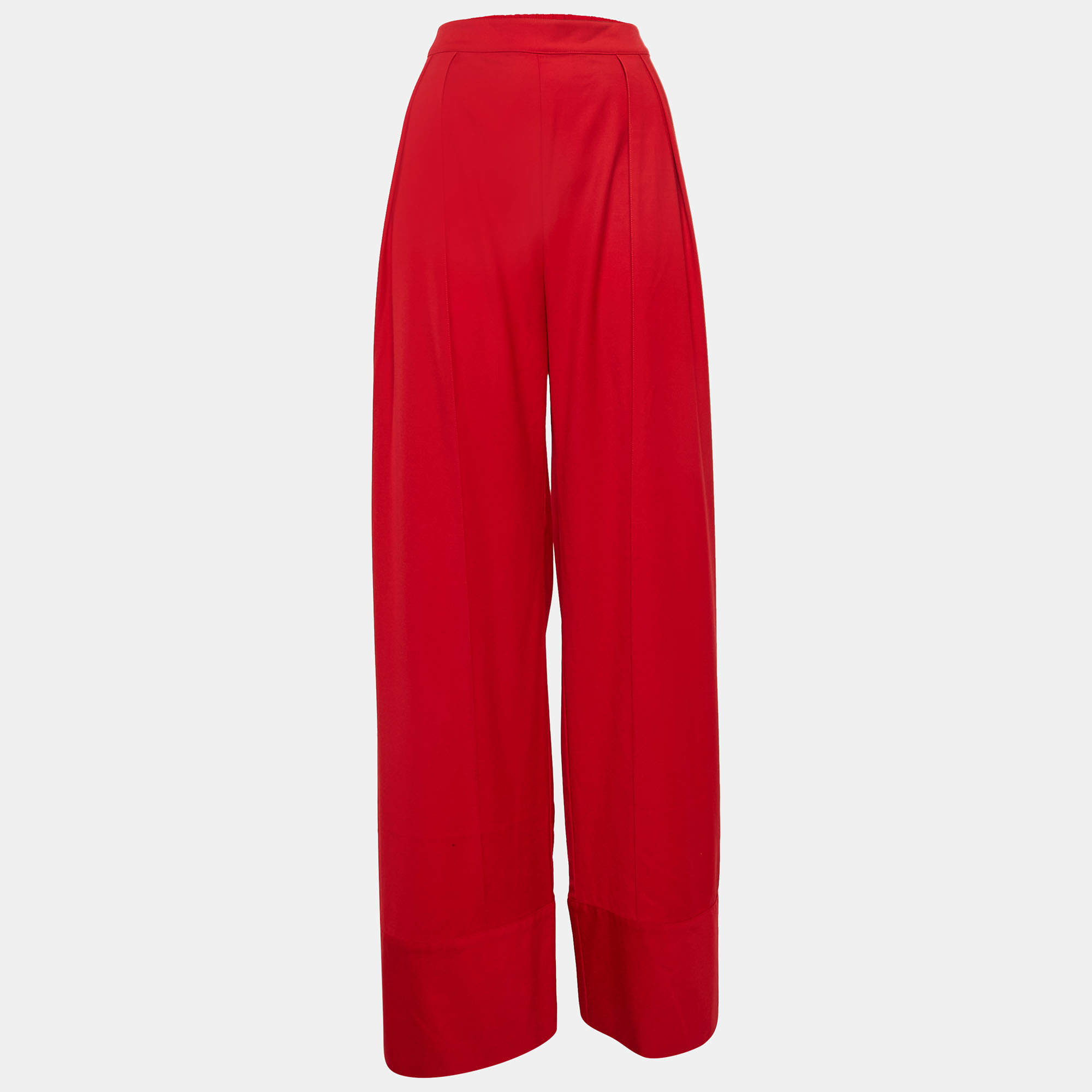 Michael Lo Sordo Red Wool Wide Leg Pants M