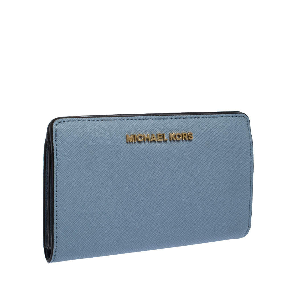 MICHAEL Michael Kors Pale Blue Leather Jet Set Slim Bifold Wallet MICHAEL  Michael Kors | TLC