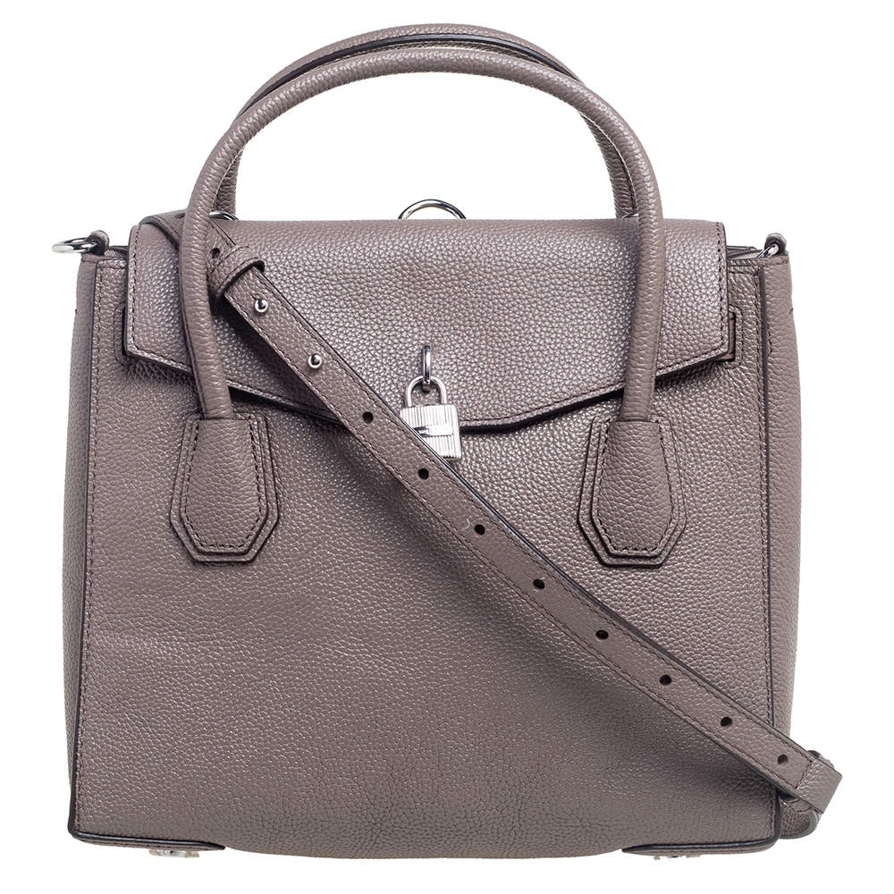 Pre Owned MICHAEL Michael Kors Grey Grained Leather Large Mercer All In One Tote