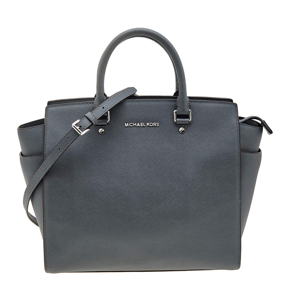 Pre Owned MICHAEL Michael Kors Grey Leather Large Selma Tote