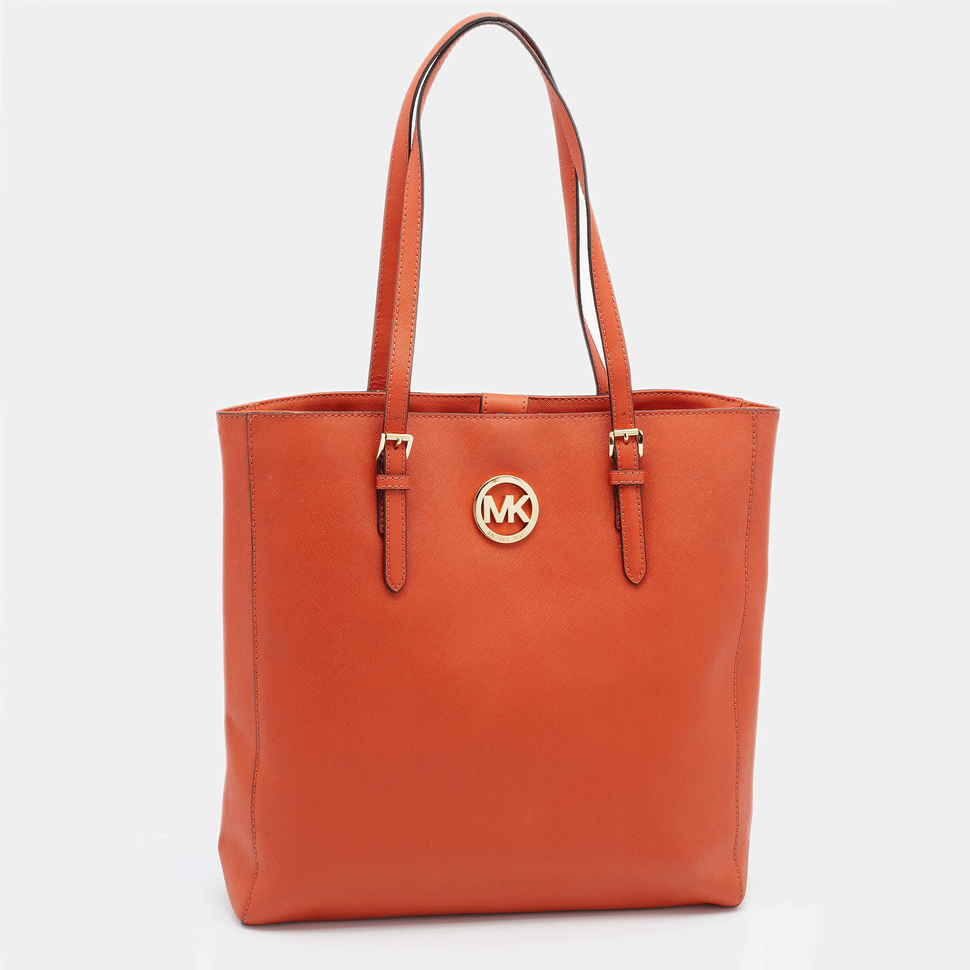 Pre Owned حقيبة يد توتس مايكل مايكل كورس جيت سيت ترافيل  جلد برتقالي كبيرة