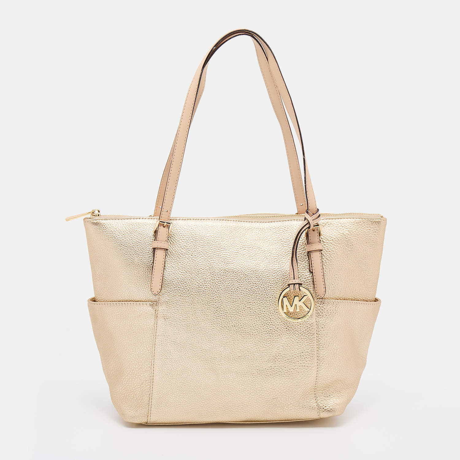 Pre Owned حقيبة يد توتس مايكل مايكل كورس جيت سيت جلد ذهبي 