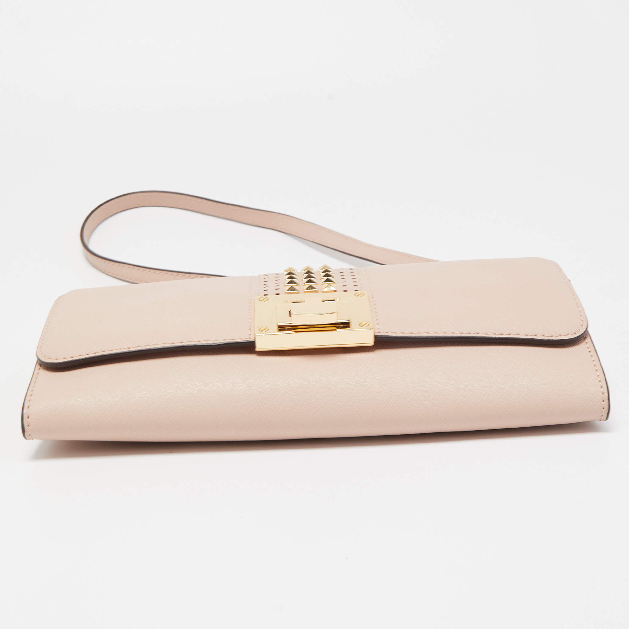 MICHAEL Michael Kors Dusty Pink Leather Studded Tina Ballet Clutch Bag MICHAEL Michael Kors TLC