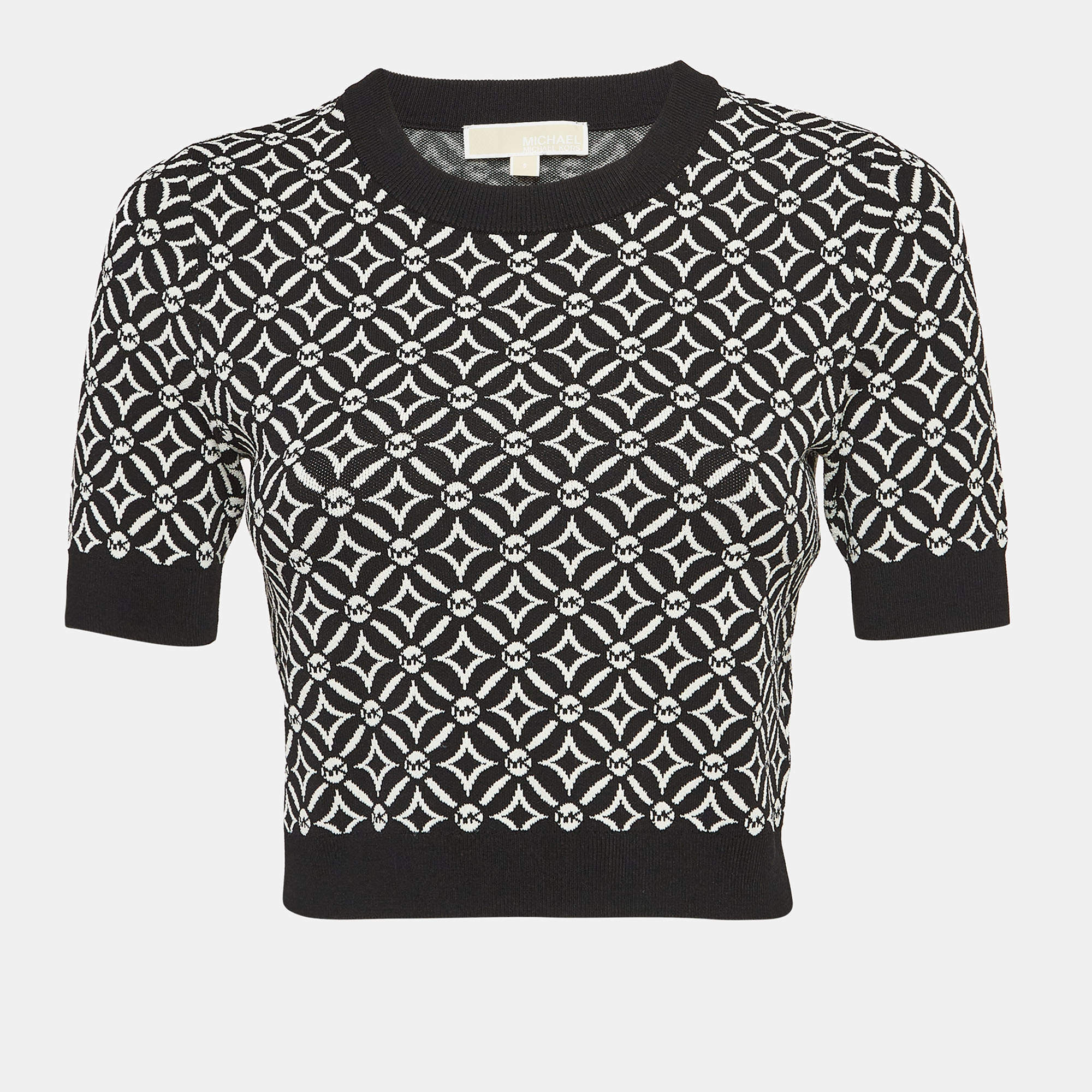 MICHAEL Michael Kors Monogram Patterned Knit Crop Top S