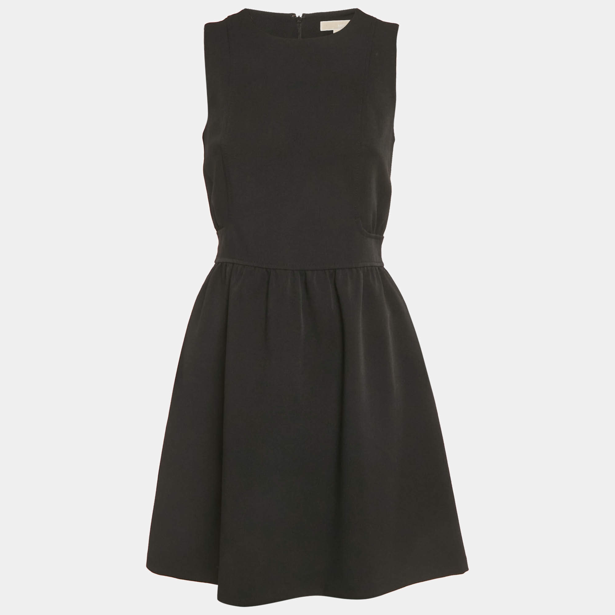 Pre Owned MICHAEL Michael Kors Black Crepe Sleeveless Mini Dress S 