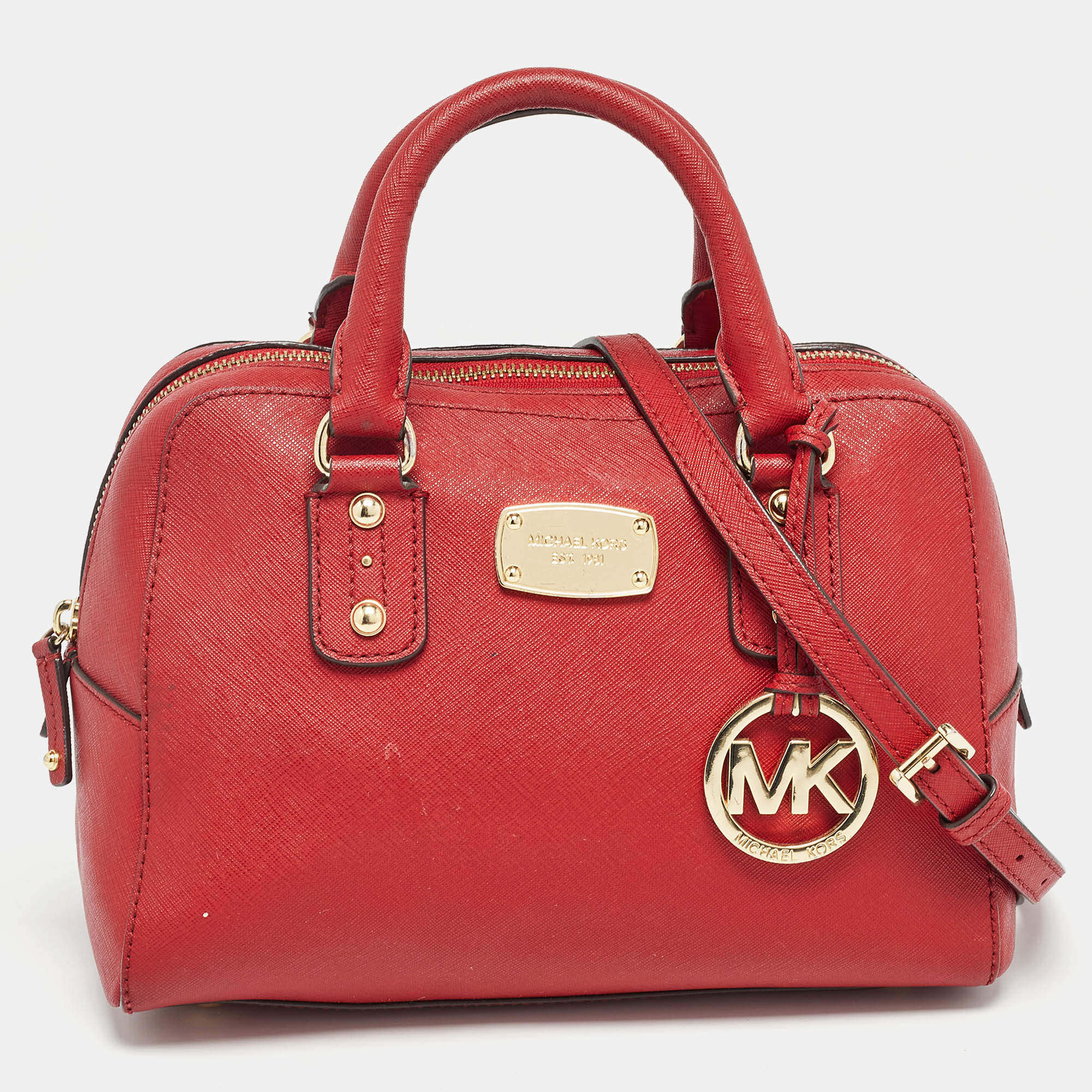 Pre Owned MICHAEL Michael Kors Red Leather Satchel