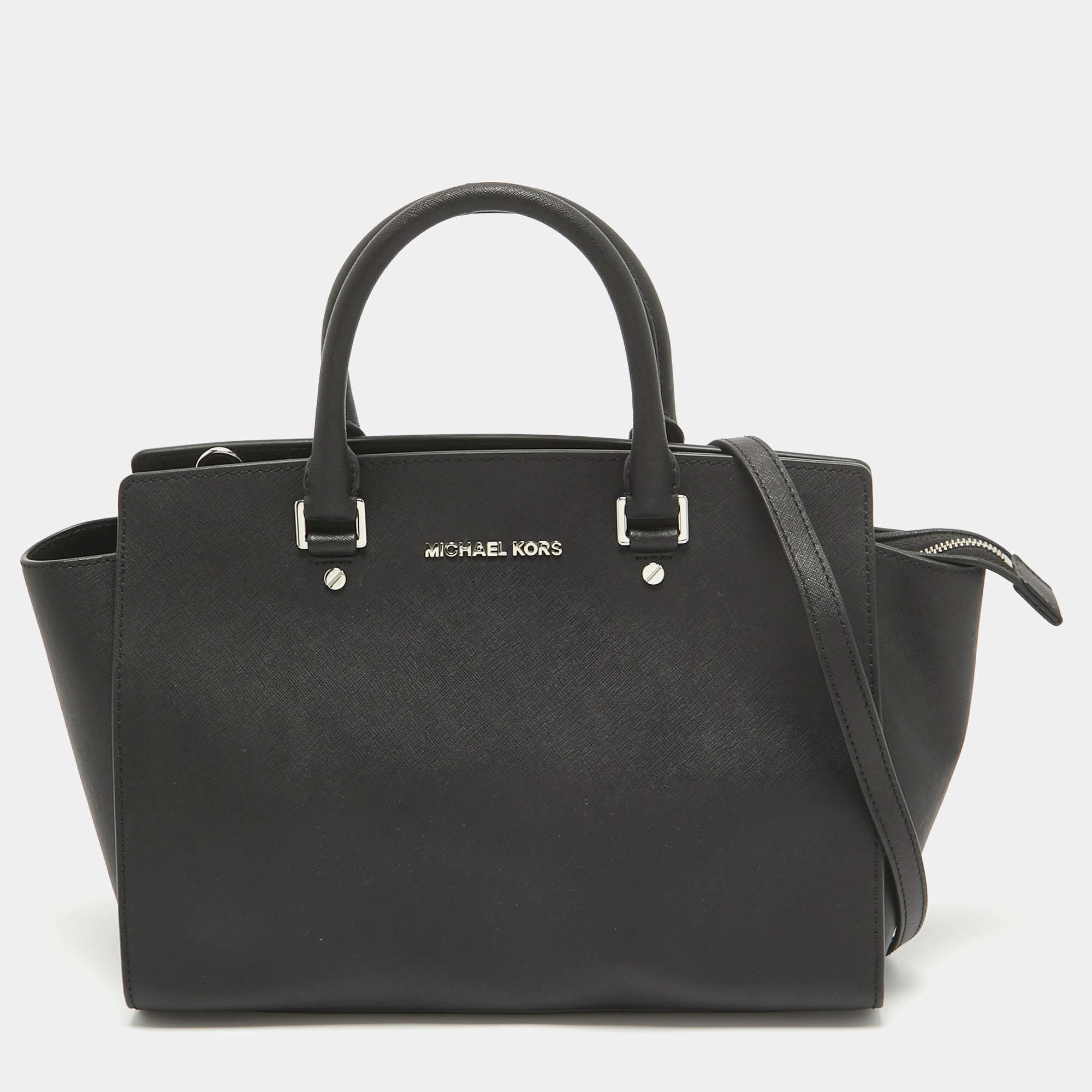 MICHAEL Michael Kors Black Leather Large Selma Satchel