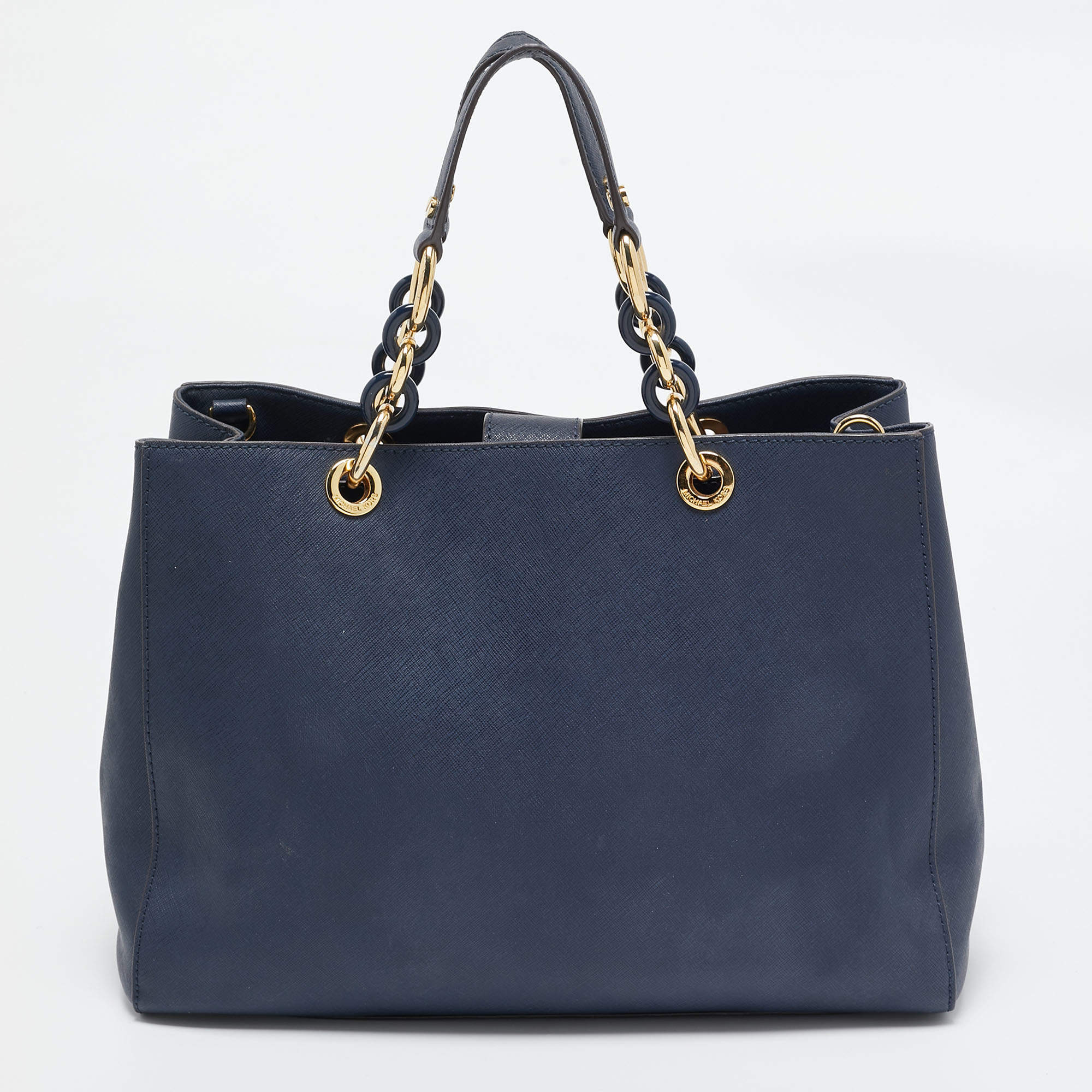 Leather Satchel in Navy outlet - Michael Kors