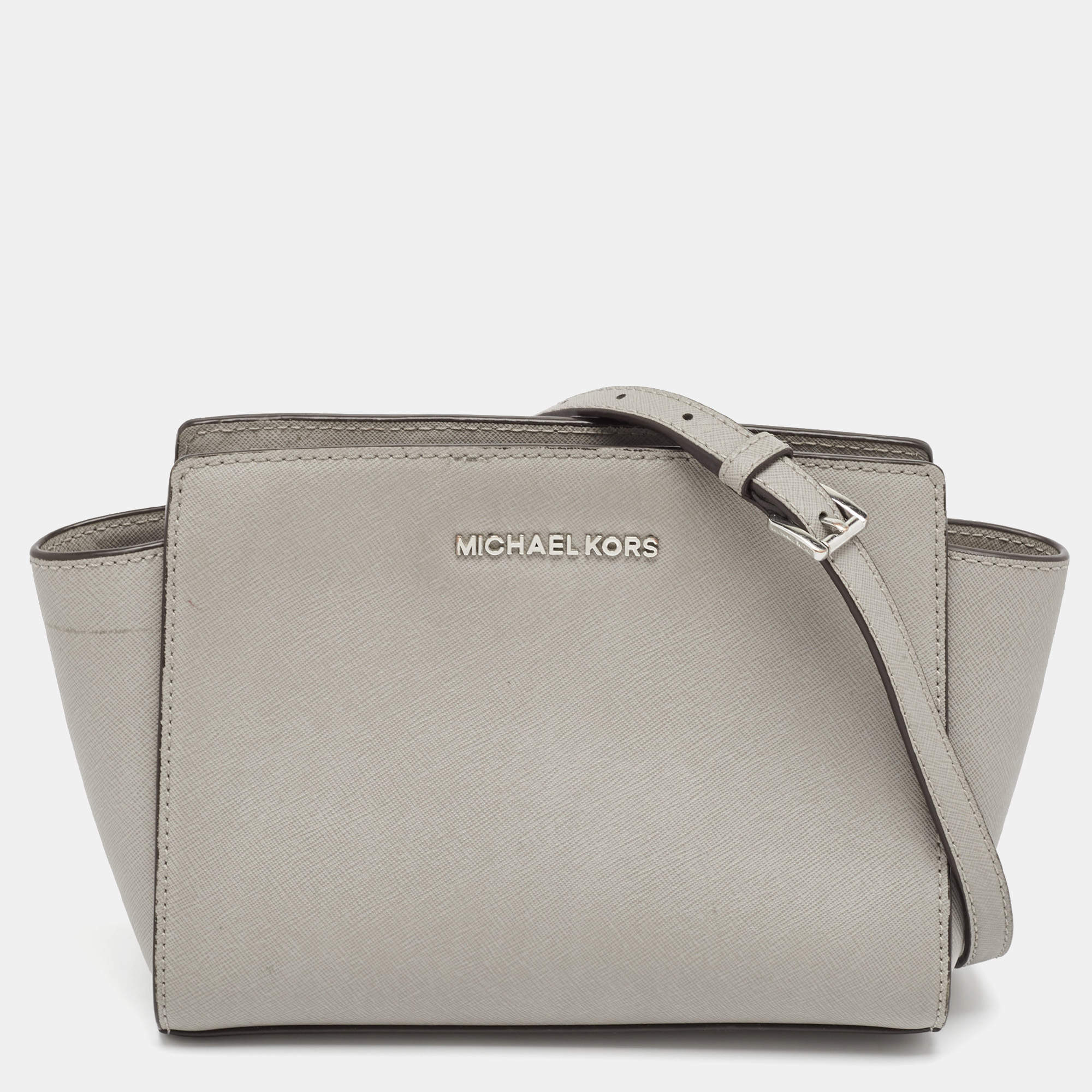 MICHAEL Michael Kors Grey Leather  Small Selma Crossbody Bag