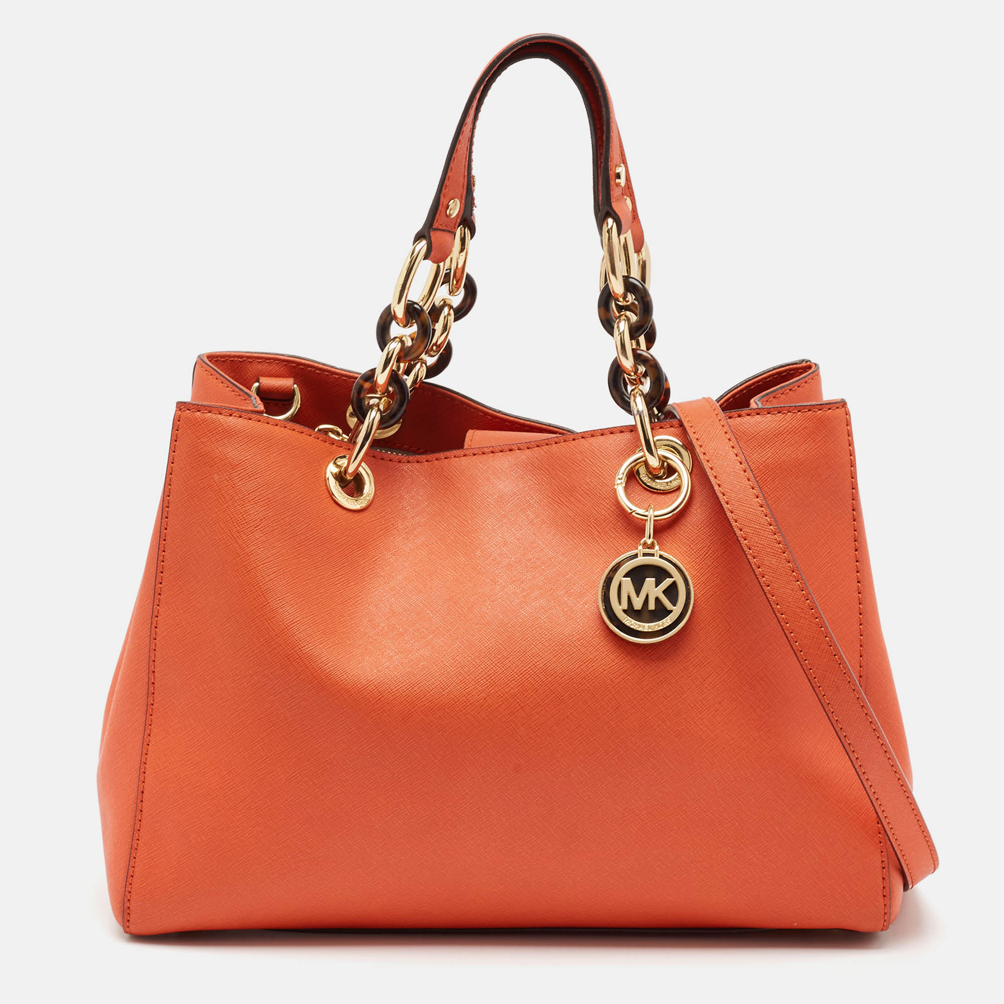 مملوكة مسبقًا MICHAEL Michael Kors Orange Leather Medium Cynthia Tote