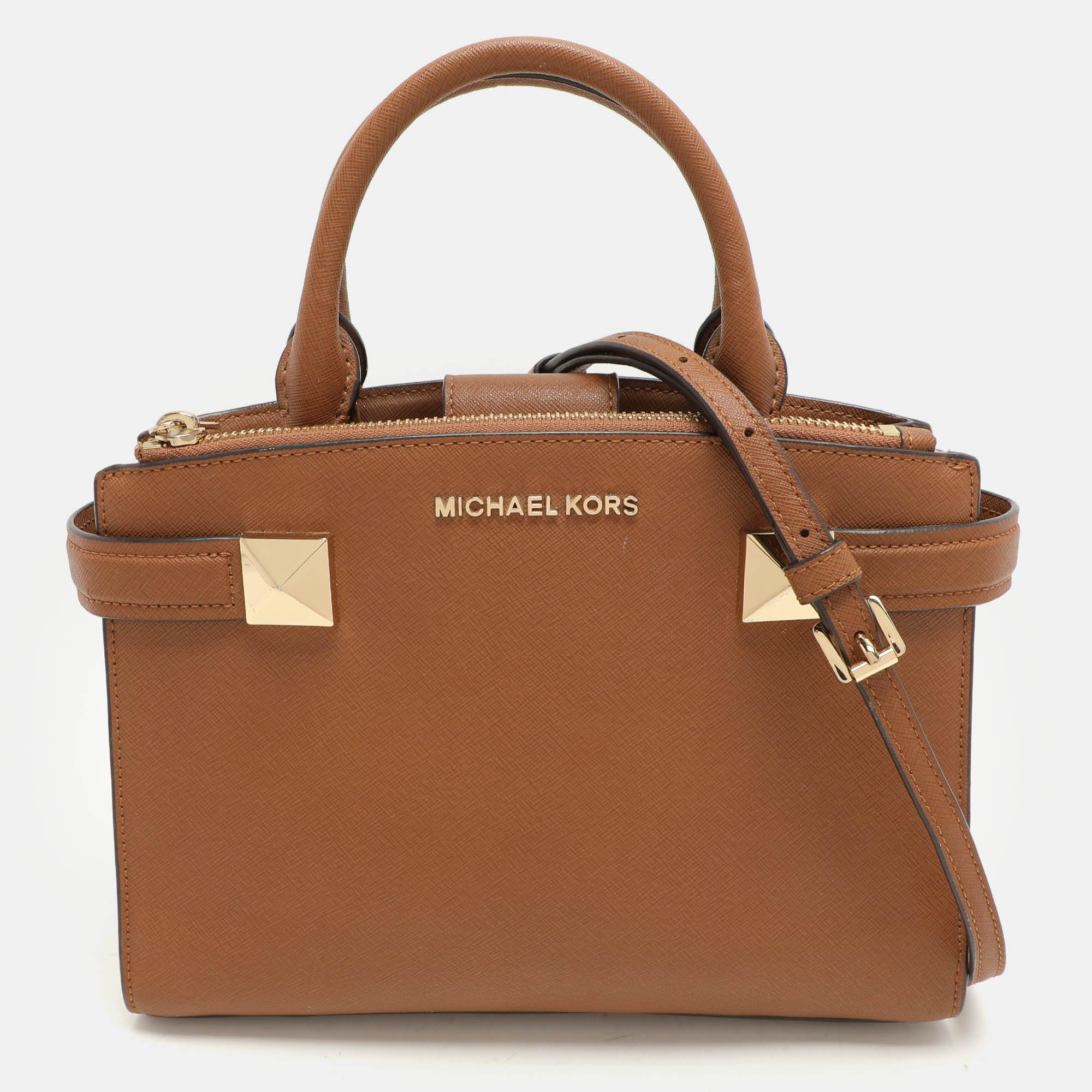 Pre Owned MICHAEL Michael Kors Brown Leather Small Karla EW Tote