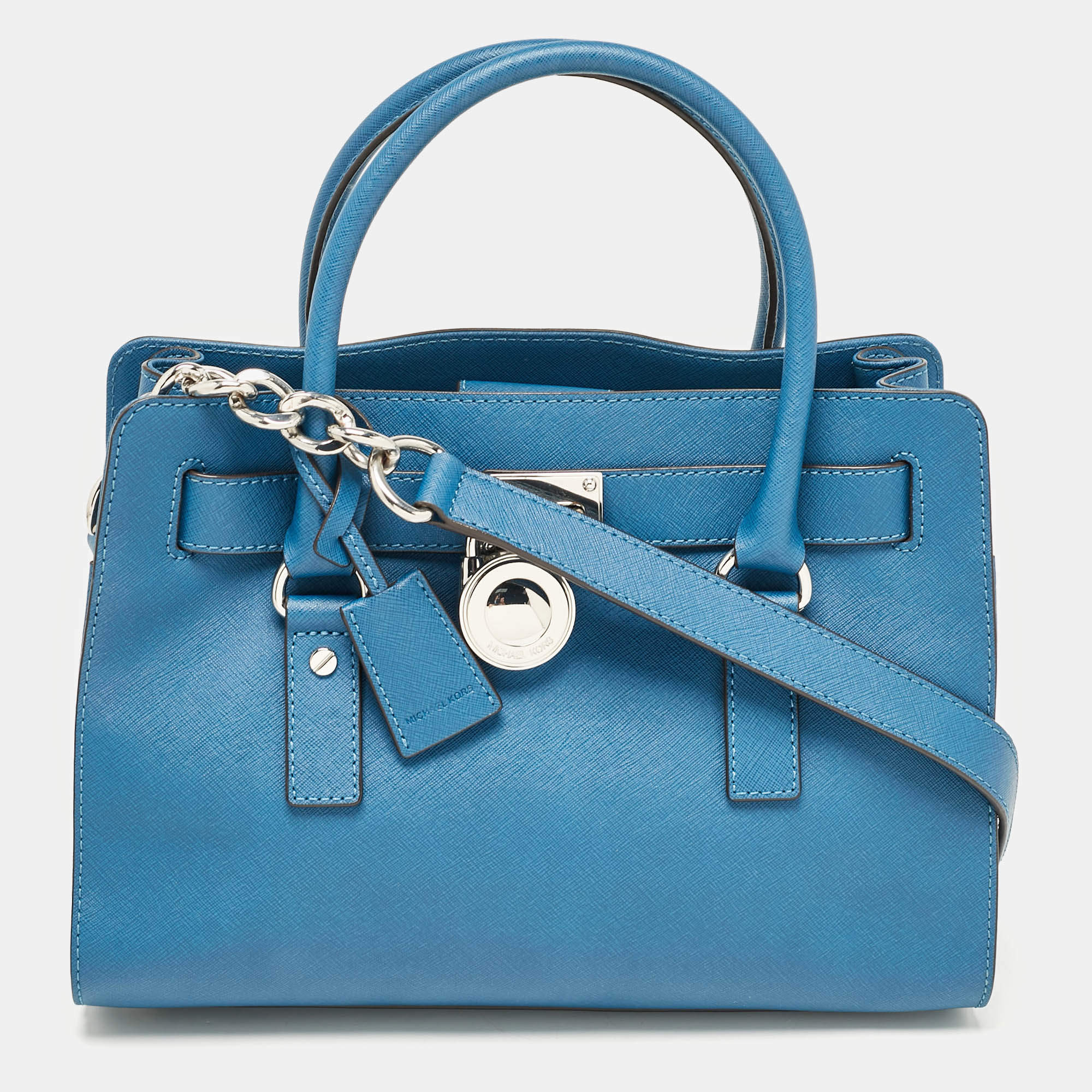 MICHAEL Michael Kors Blue Leather Medium Hamilton East West Tote