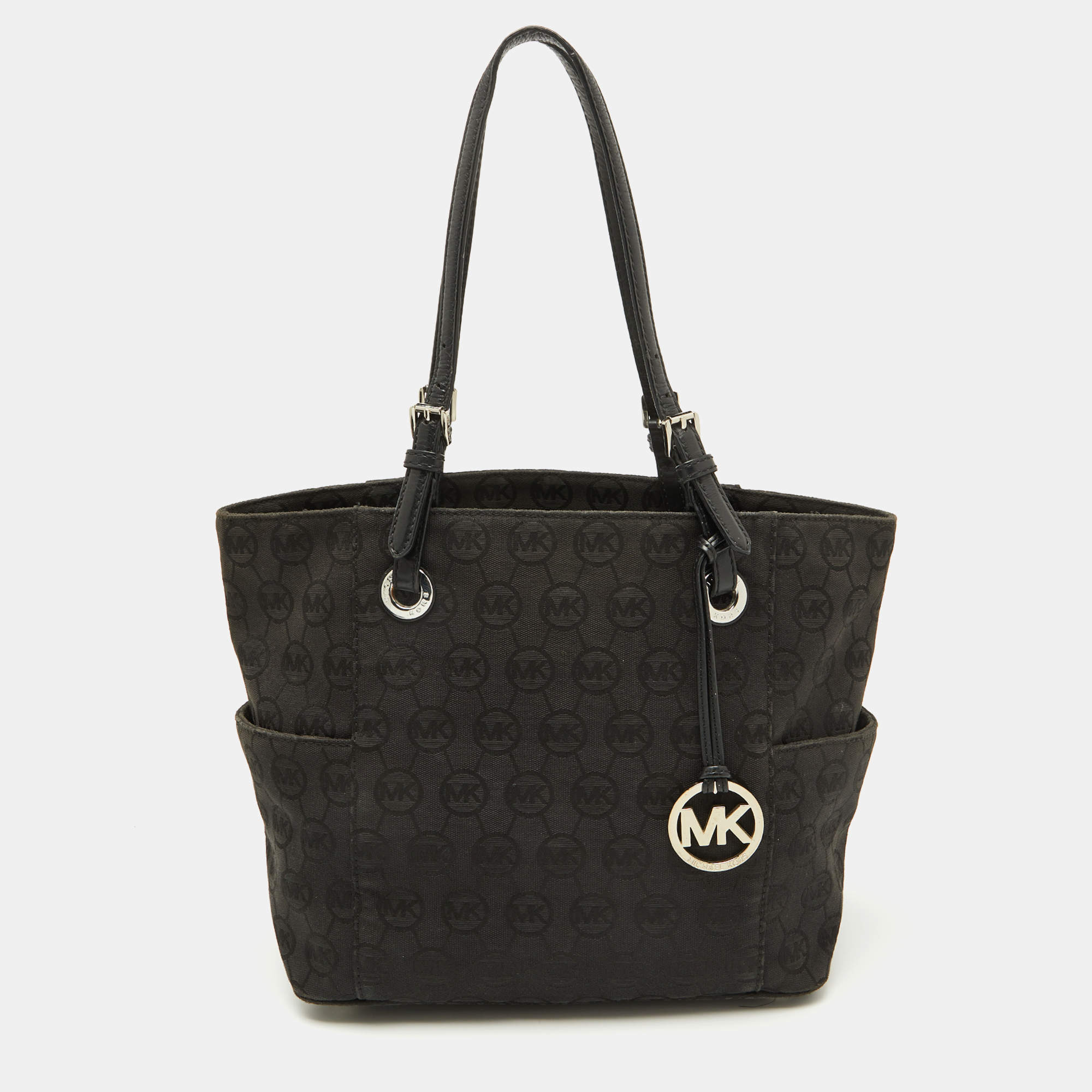 MICHAEL Michael Kors Black Signature Canvas and Leather Jet Set Tote