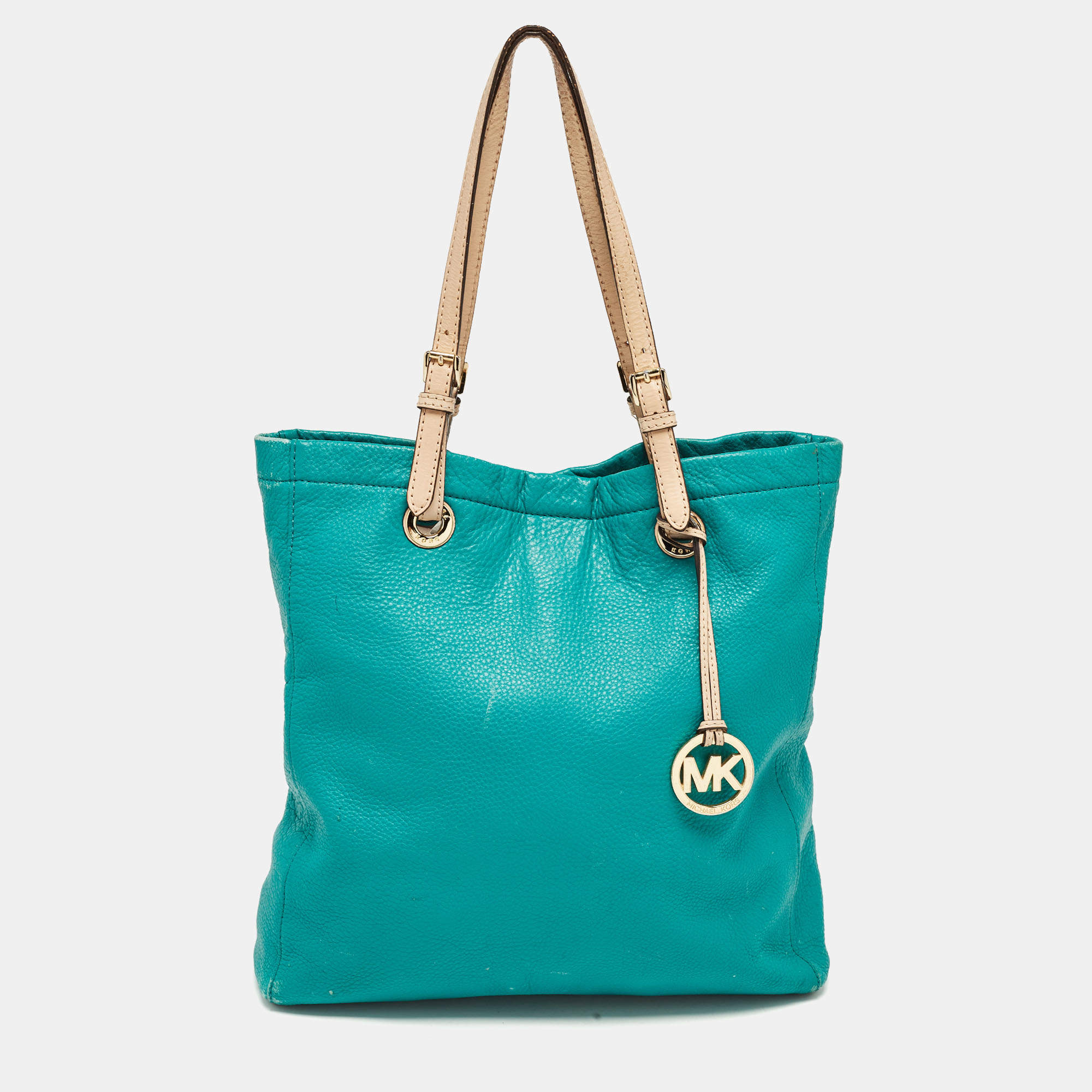 Pre Owned MICHAEL Michael Kors Green Leather North South Tote