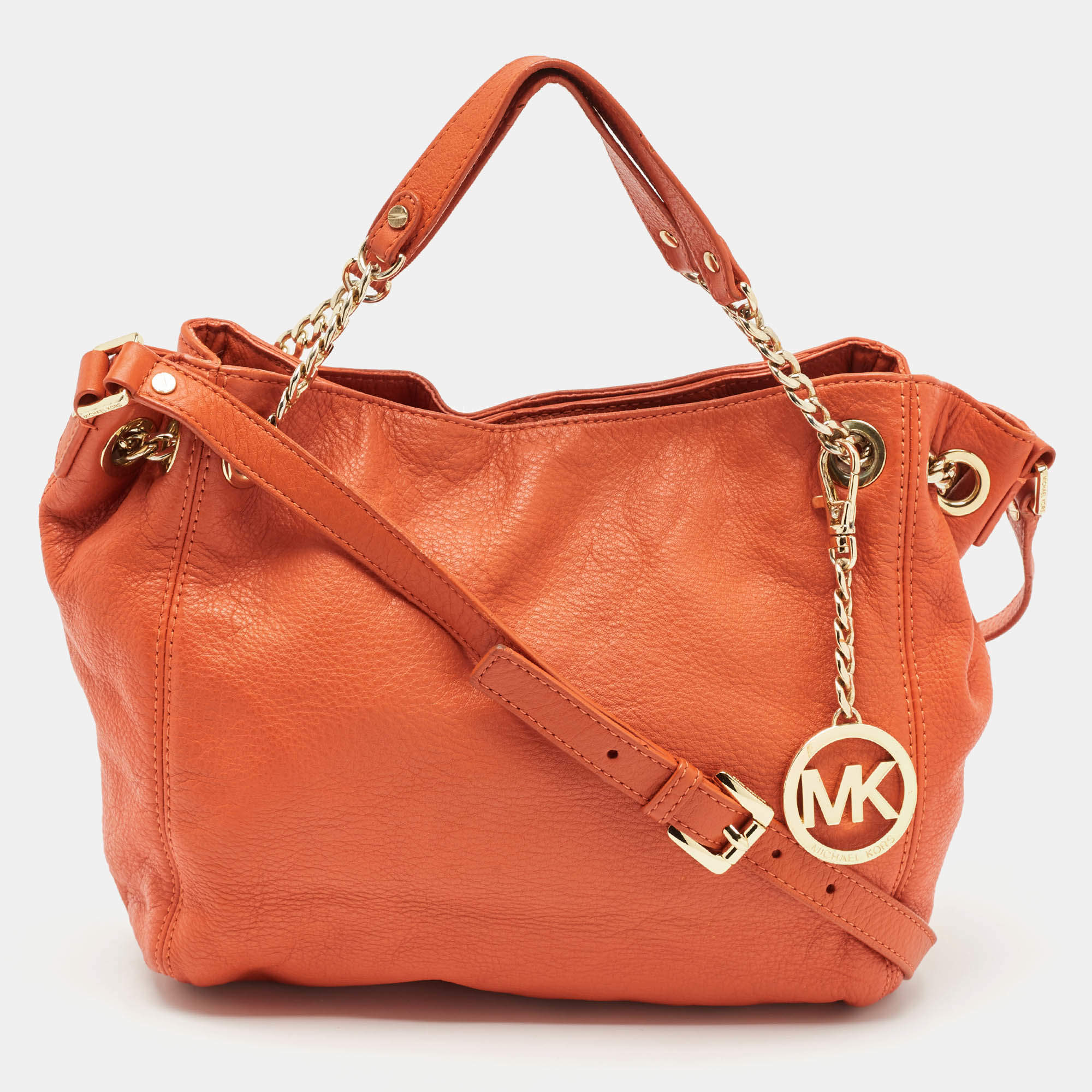 MICHAEL Michael Kors Orange Leather Chain Top Handle Bag