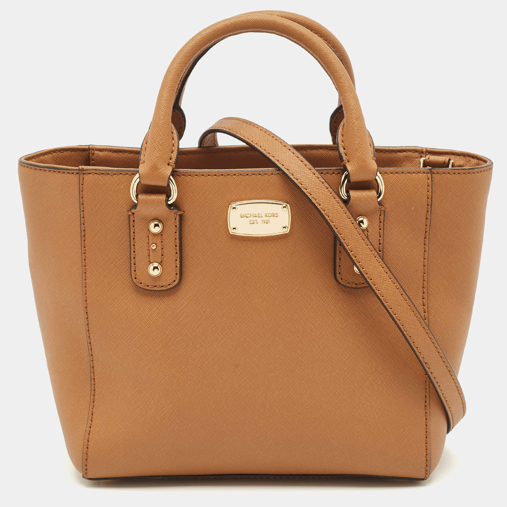 Pre Owned MICHAEL Michael Kors Brown Saffiano Leather Mini Kellen Tote