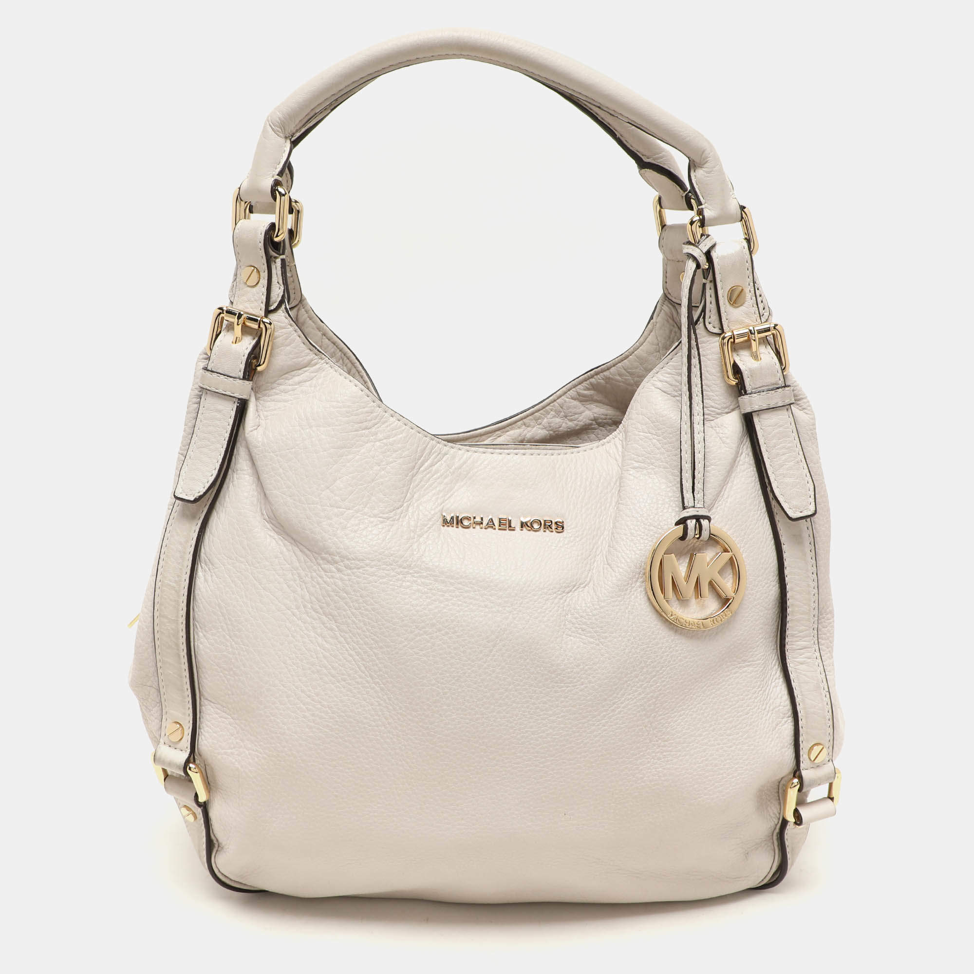Pre Owned MICHAEL Michael Kors Off White Leather Bedford Hobo