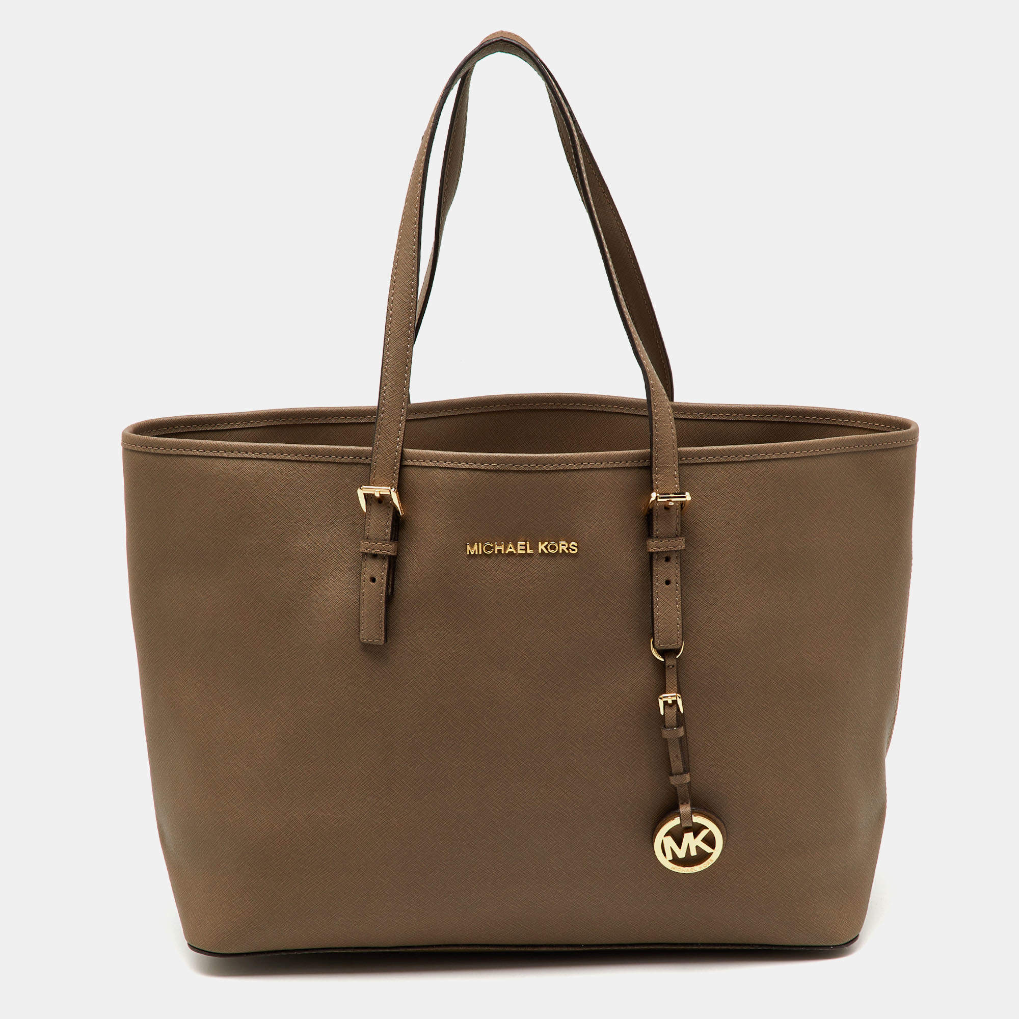 MICHAEL Michael Kors Brown Saffiano Leather Large Jet Set Travel Tote