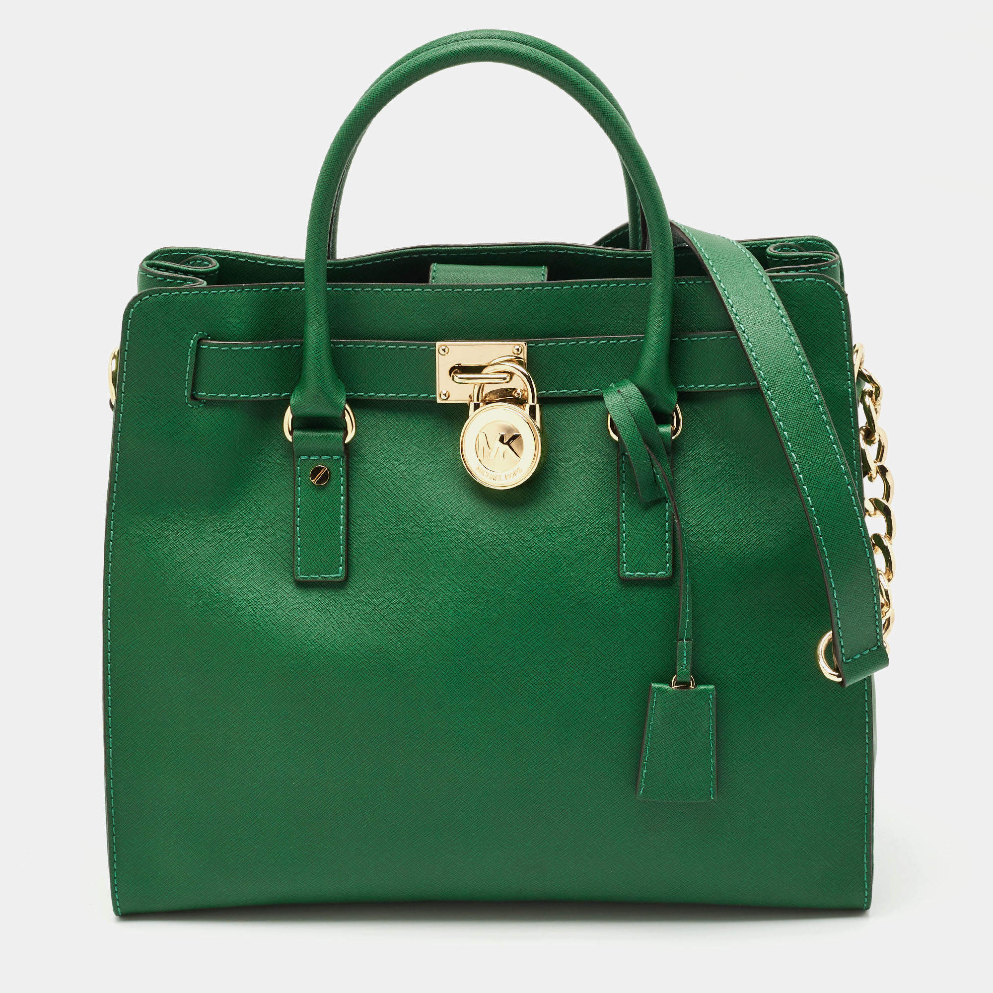 MICHAEL Michael Kors Green Leather Large North South Hamilton Tote
