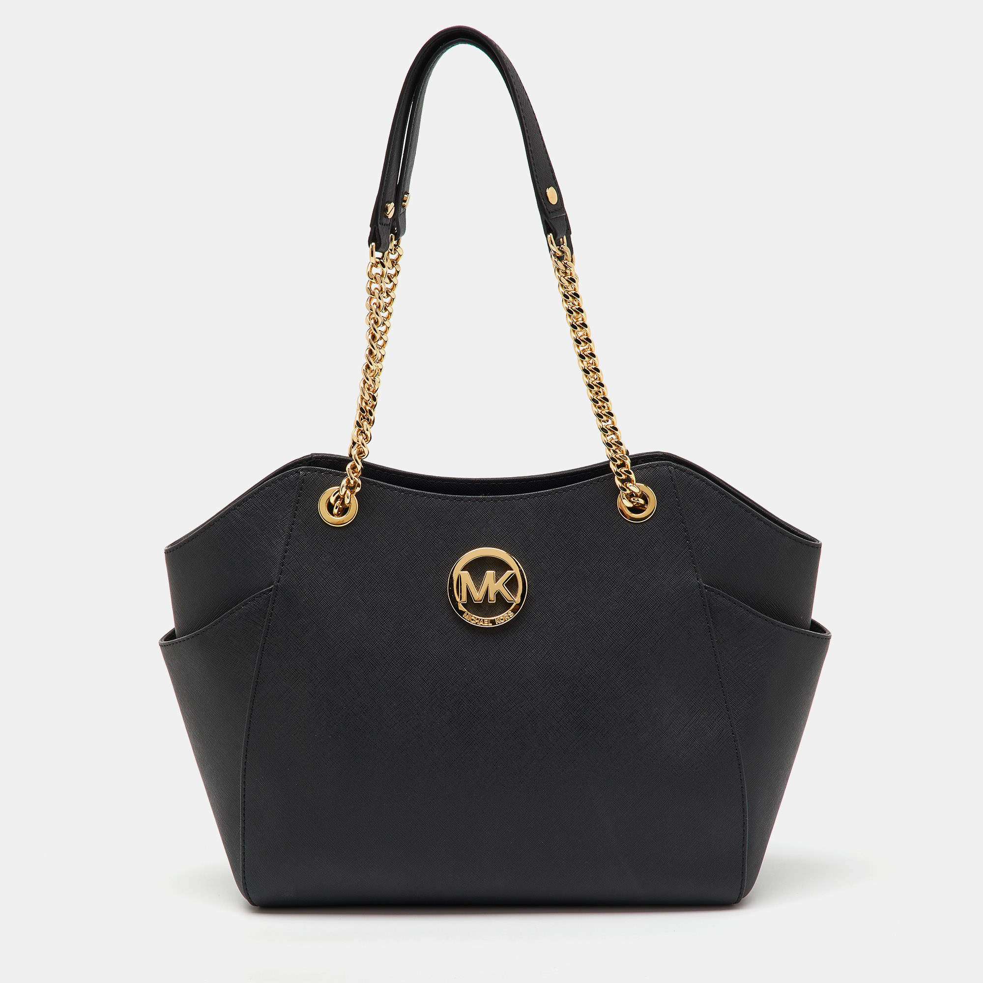 MICHAEL Michael Kors Black Saffiano Leather Jet Set Travel Chain Shoulder Bag