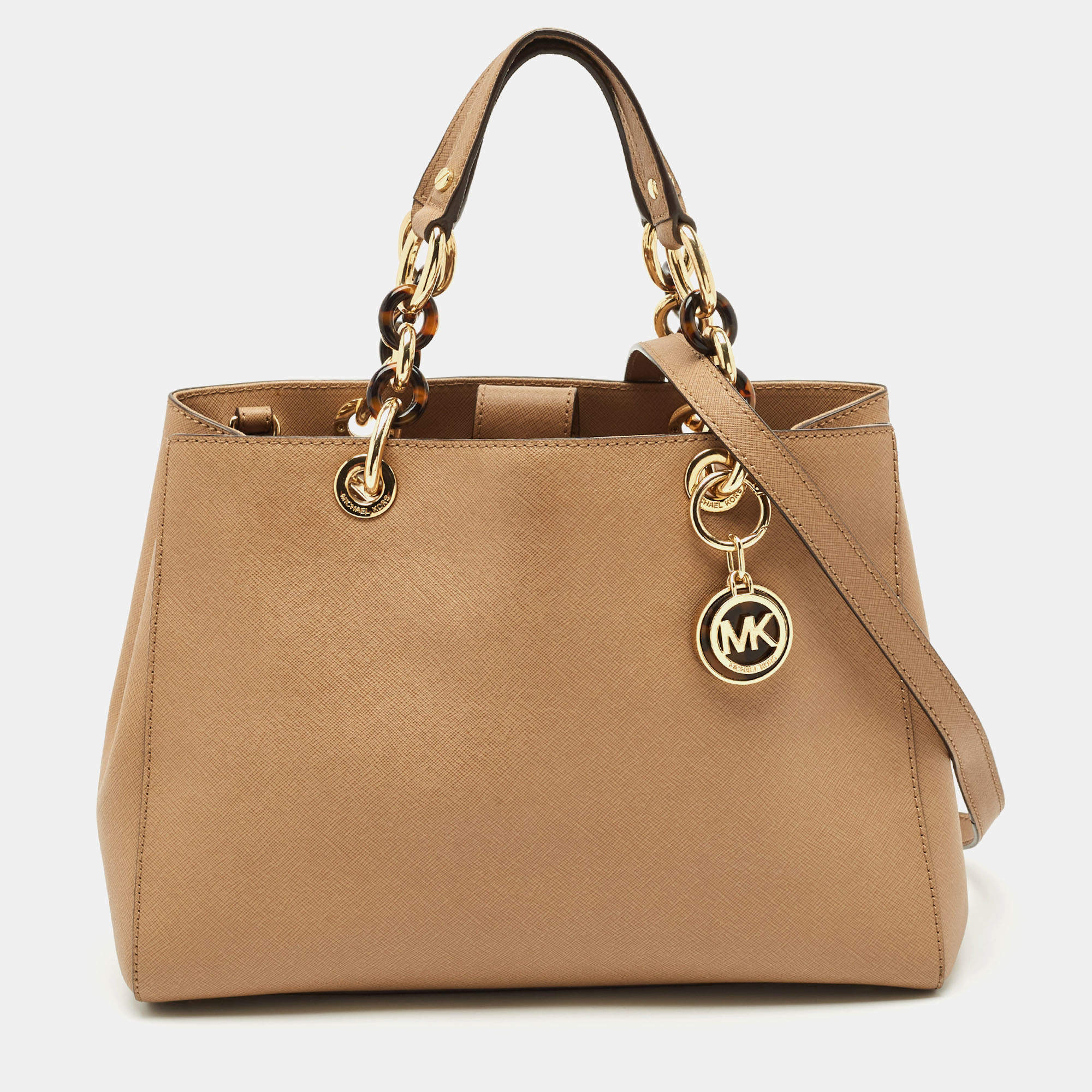 Pre Owned MICHJAEL Michael Kors Brown Leather Medium Cynthia Tote