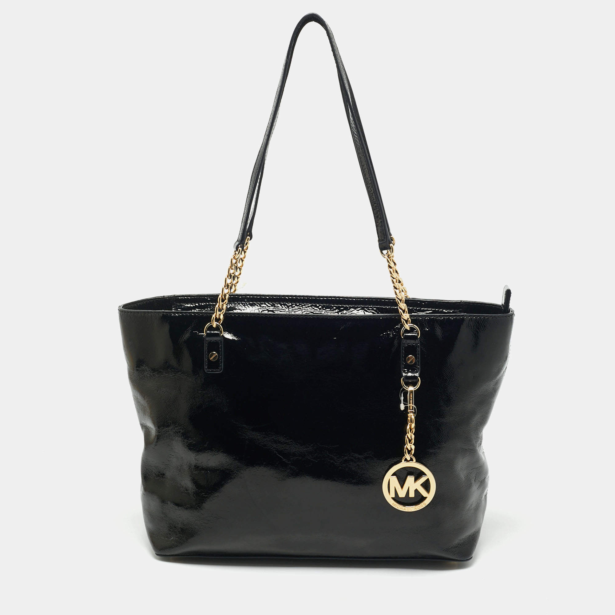 MICHAEL Michael Kors Black Patent Leather Jet Set Chain Tote