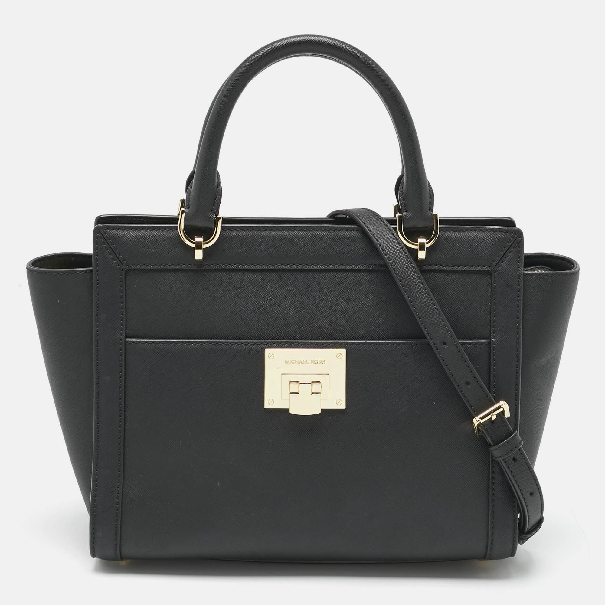 Pre Owned MICHAEL Michael Kors Black Leather Tina Tote