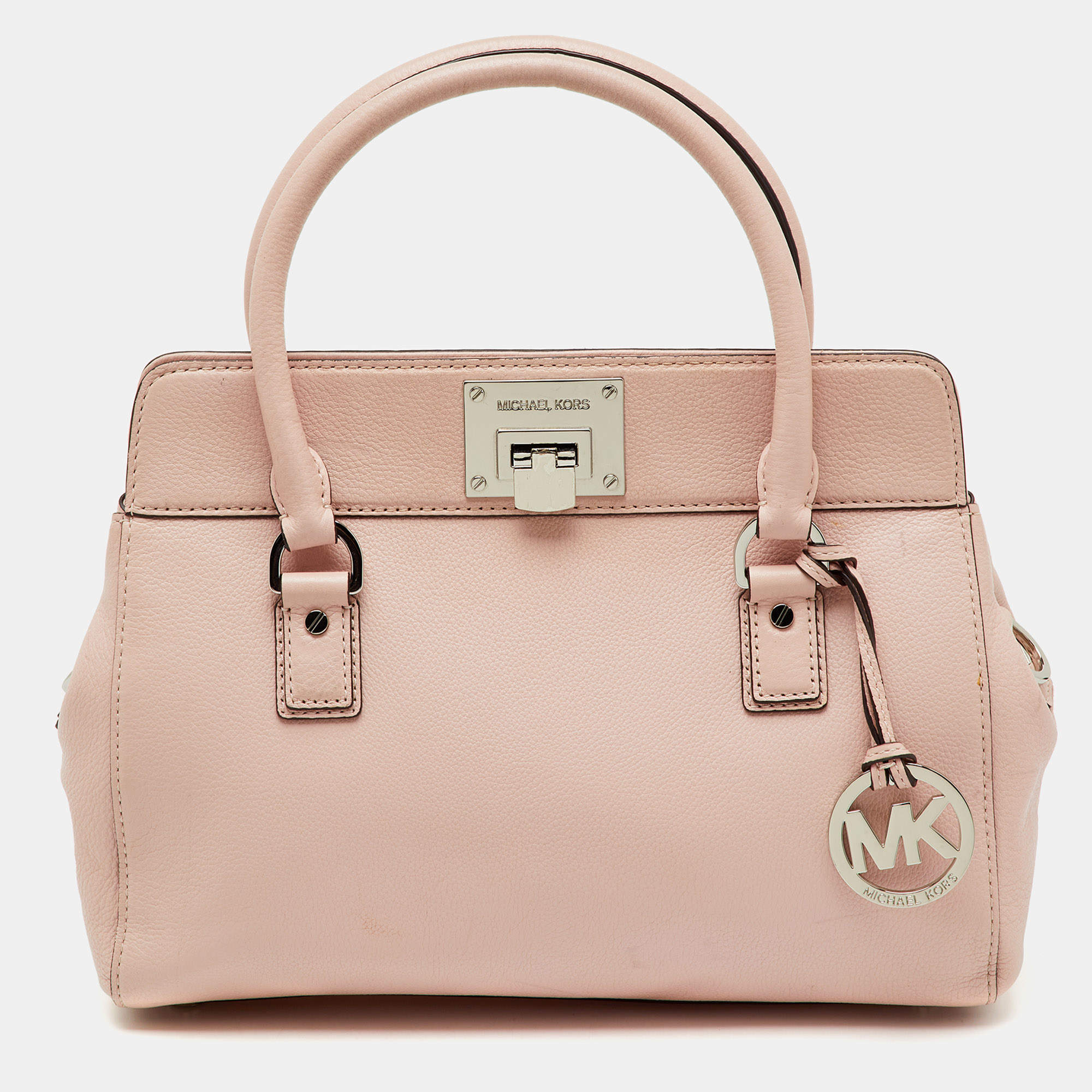 Pre Owned MICHAEL Michael Kors Light Pink Leather Astrid Satchel