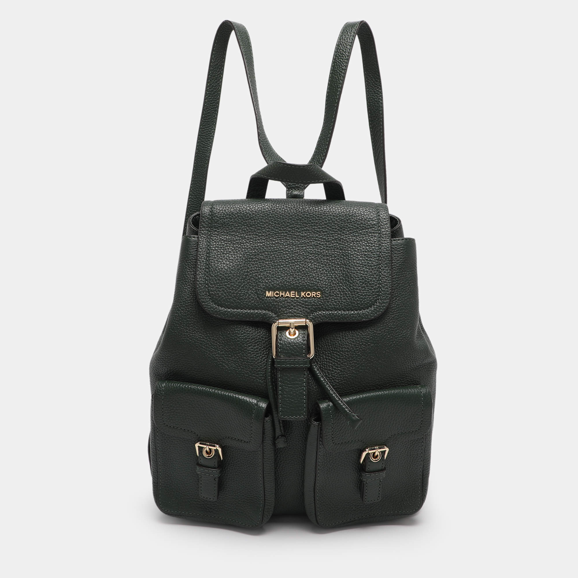 Pre Owned MICHAEL Michael Kors Green Leather Susie Drawstring Backpack