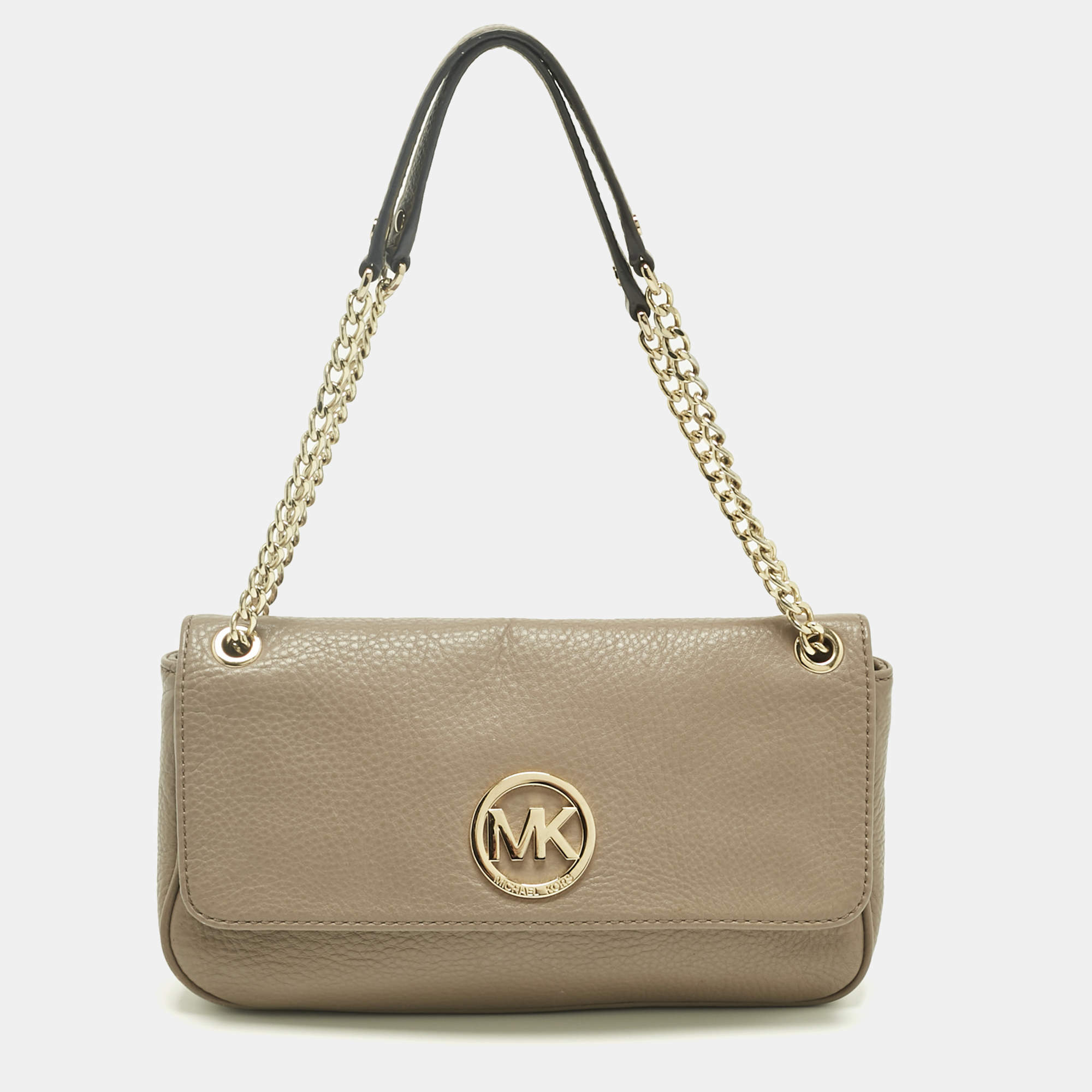 Pre Owned MICHAEL Michael Kors Beige Leather Fulton Shoulder Bag