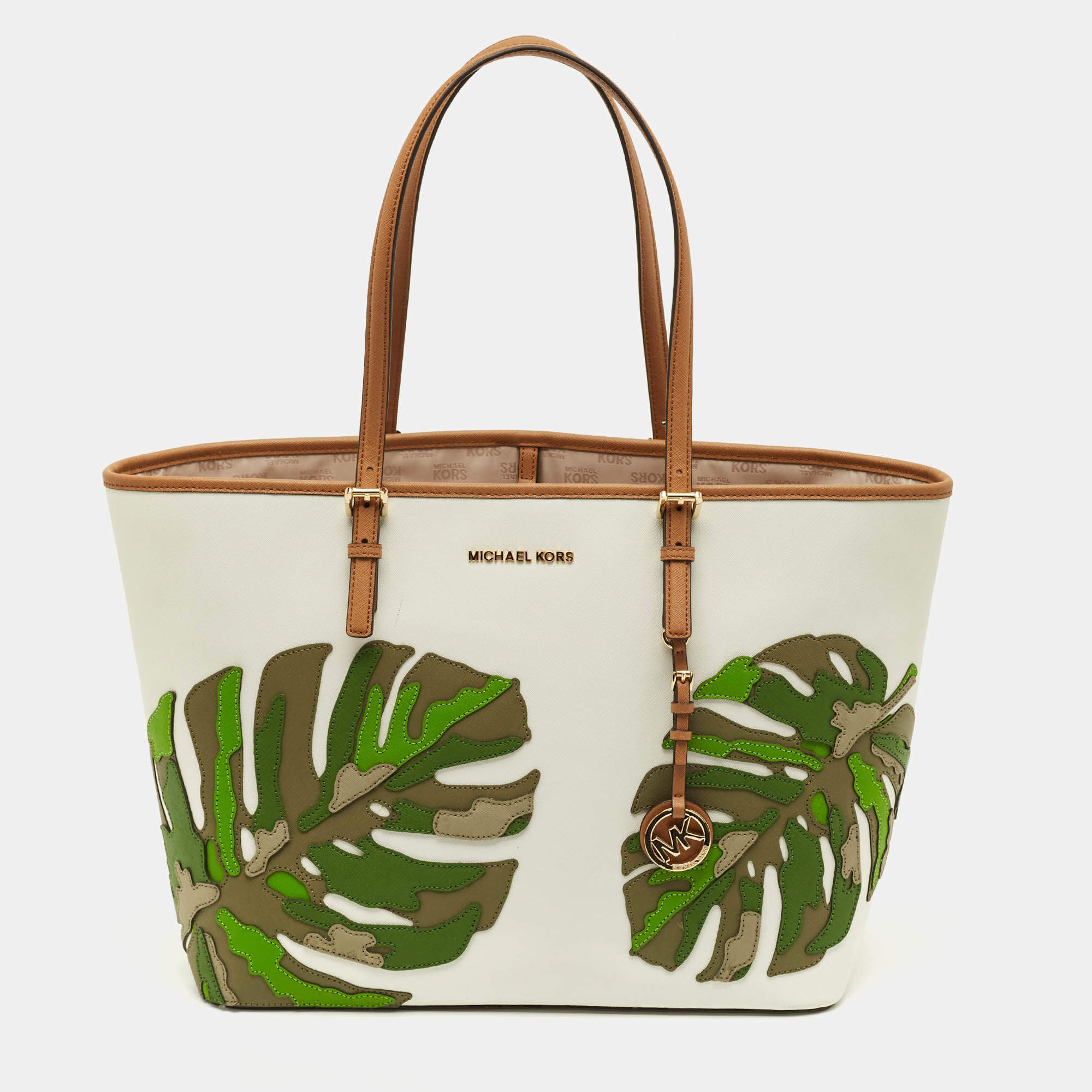 Pre Owned حقيبة يد مايكل مايكل كورس جت ست جلد كبيرة للسفر