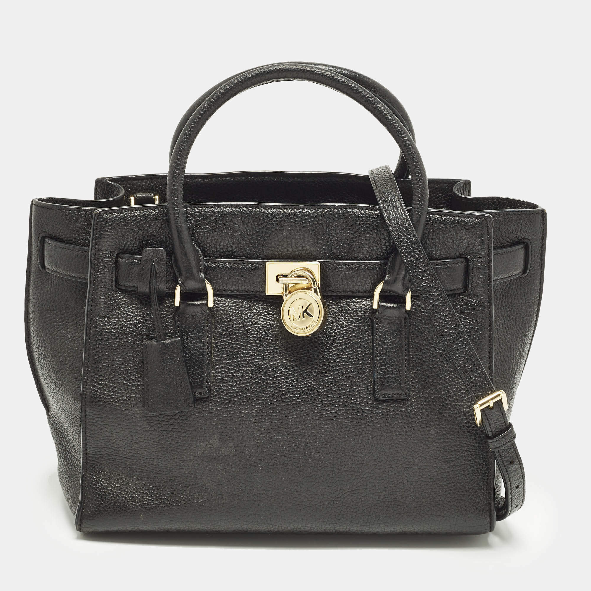 مملوكة مسبقًا MICHAEL Michael Kors Hamilton Black Leather Satchel
