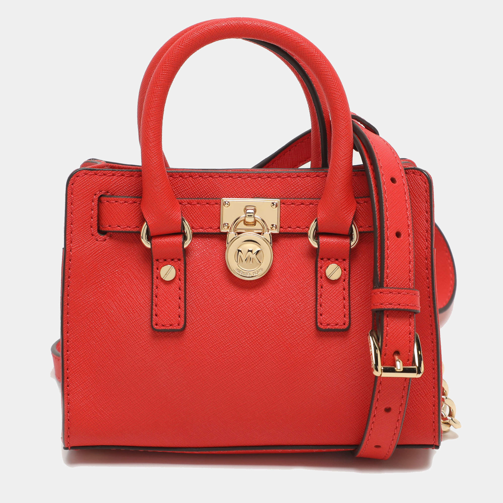 مملوكة مسبقًا MICHAEL Michael Kors Hamilton Mini Orange Saffiano Leather Crossbody Bag