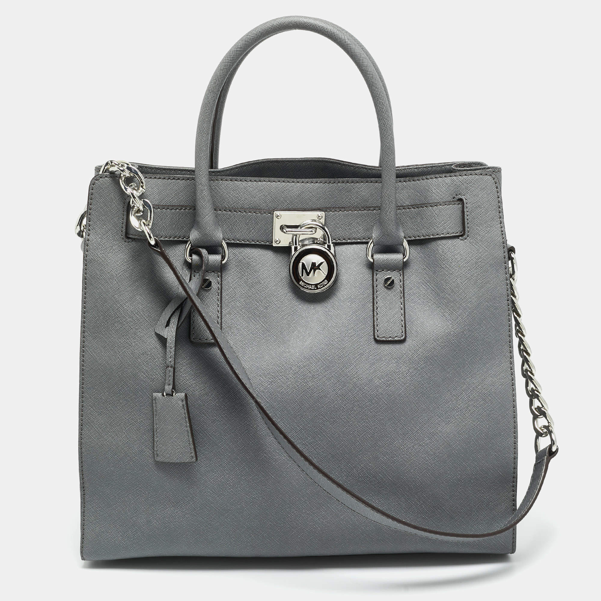 Pre Owned حقيبة يد توتس مايكل مايكل كورس هاميلتون نورث ساوث كبيرة جلد بيج كبيرة