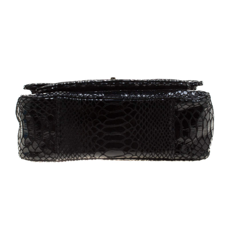 MICHAEL Michael Kors Black Python Embossed Leather Turnlock