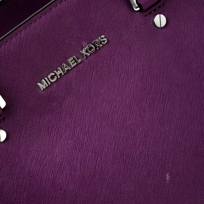 🌞MICHAEL KORS SELMA LARGE GRAPE PURPLE SAFFIANO LEATHER SATCHEL