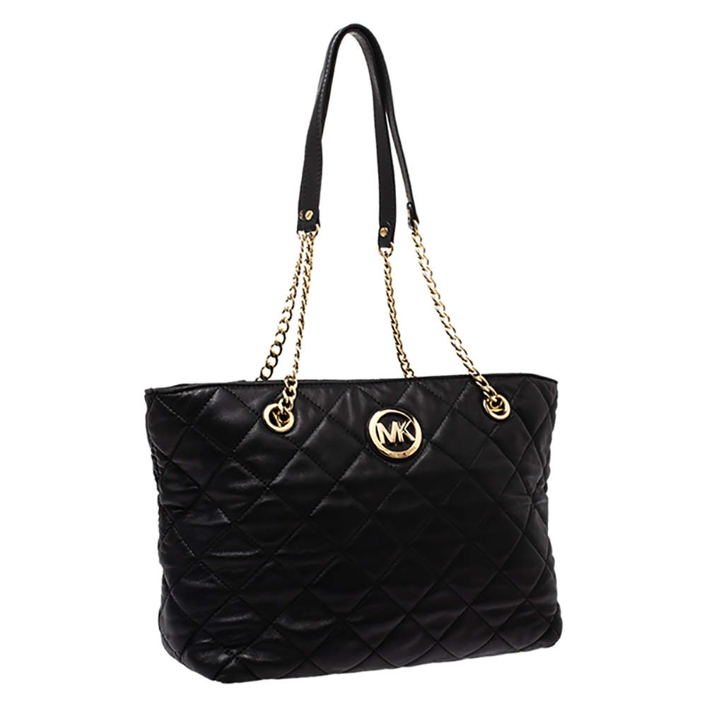 MICHAEL Michael Kors Black Leather Susannah Tote MICHAEL Michael