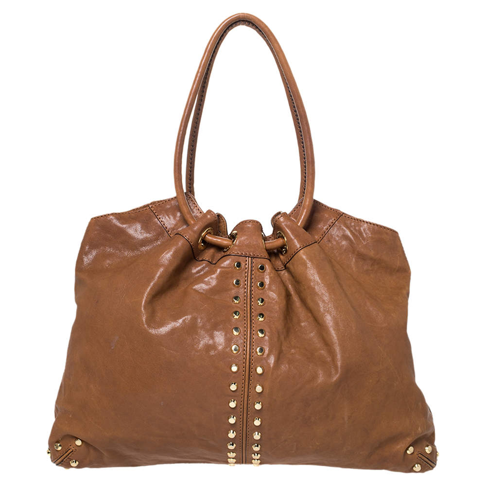 MICHAEL Michael Kors Brown Studded Leather Aster Ring Hobo MICHAEL Michael  Kors | TLC