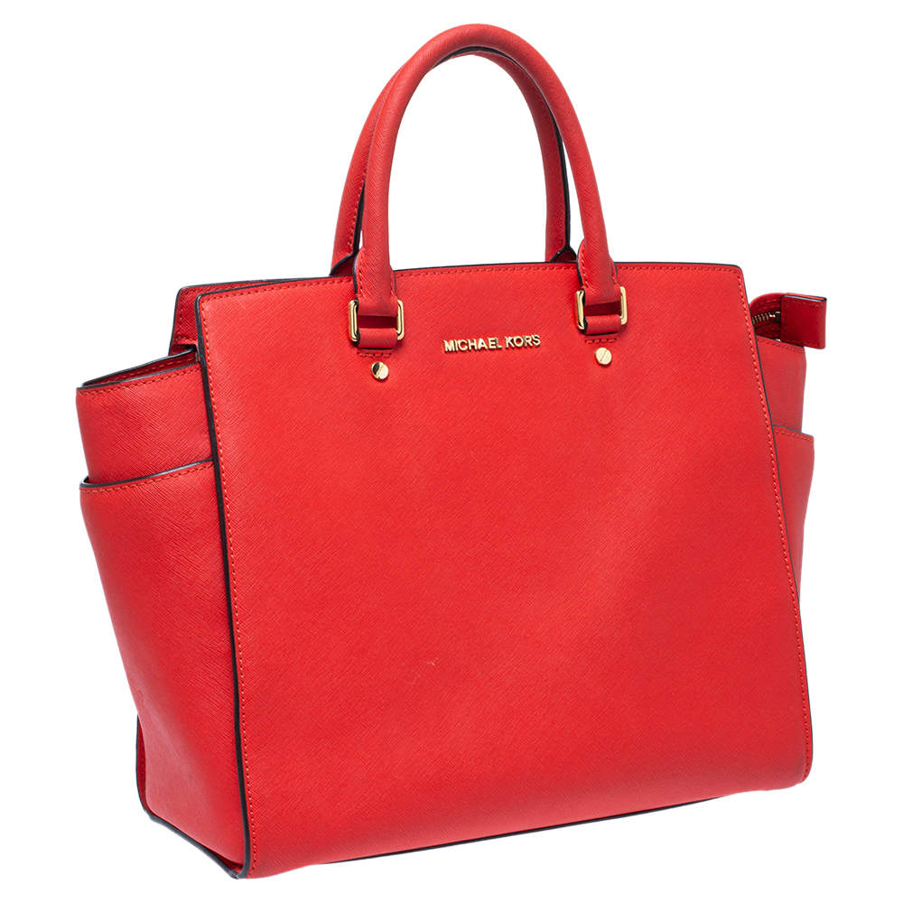 mk red satchel