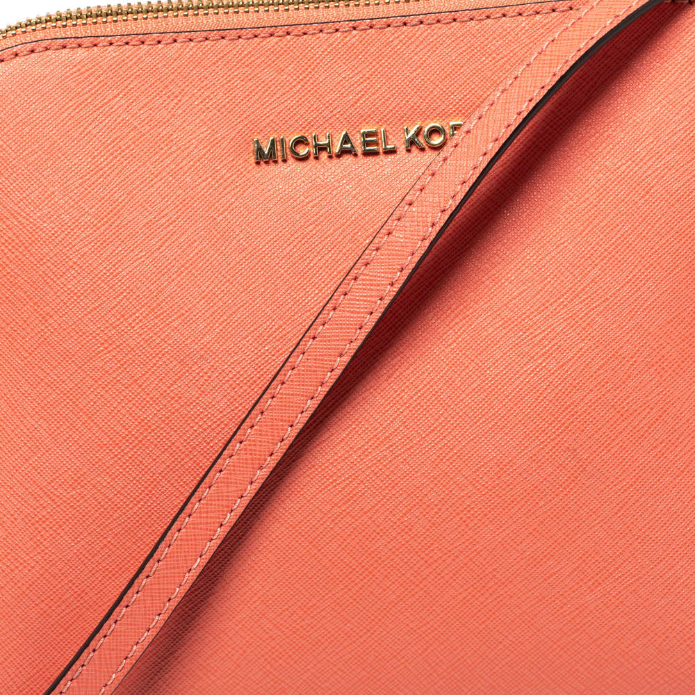 Michael Michael Kors Coral Orange Leather Emmy Cindy Crossbody Bag MICHAEL  Michael Kors