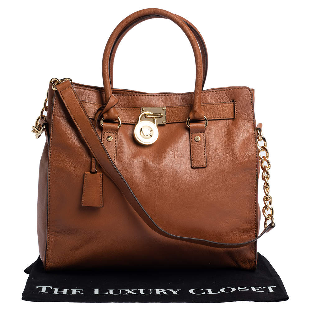 Michael Kors Brown Leather Hamilton North South Tote